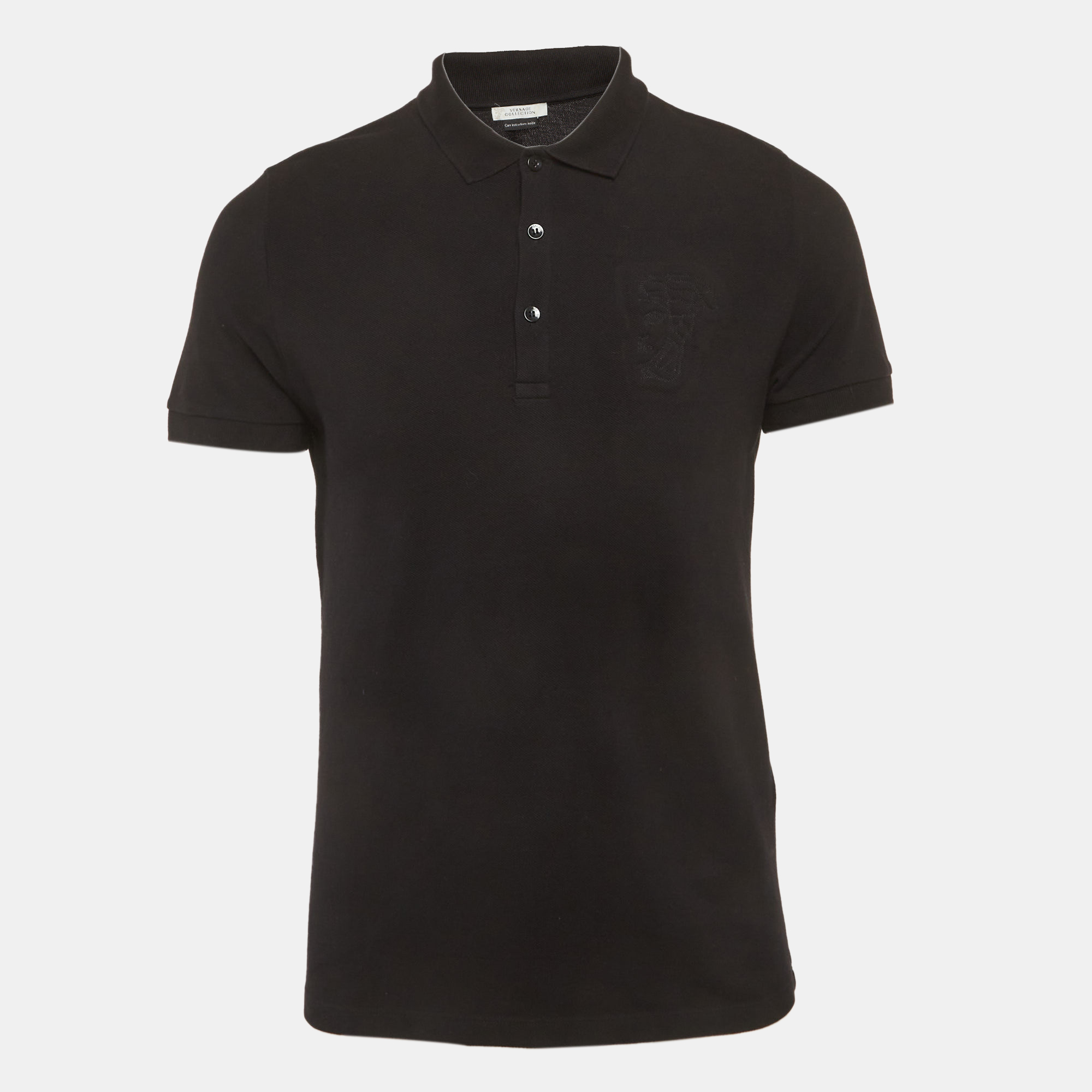 

Versace Collection Black Medusa Embossed Cotton Polo T-Shirt S