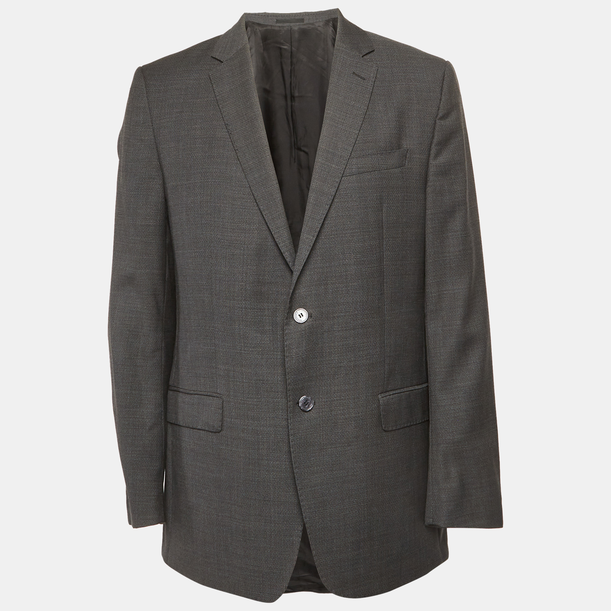 

Versace Collection Grey Textured Wool Blend Regular Fit Jacket XXL