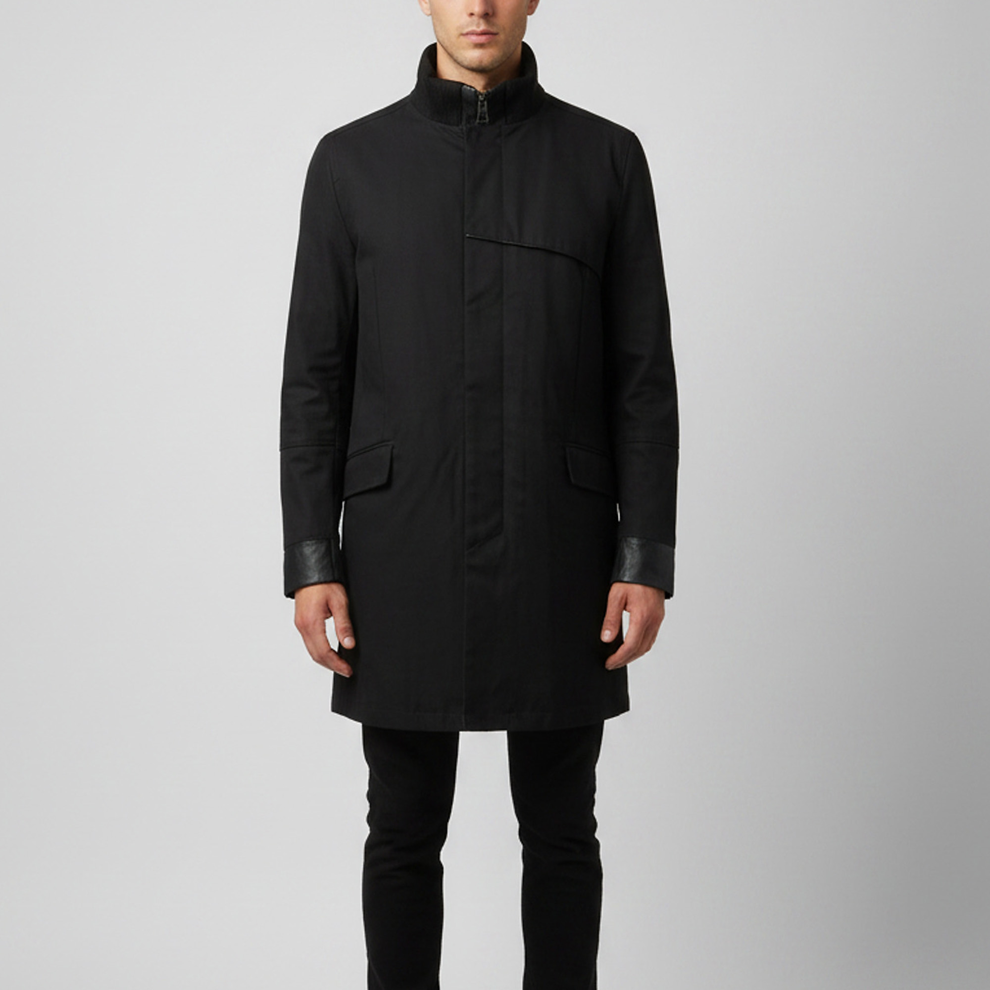 

Versace Collection Black Cotton Leather Trim Field Jacket XL