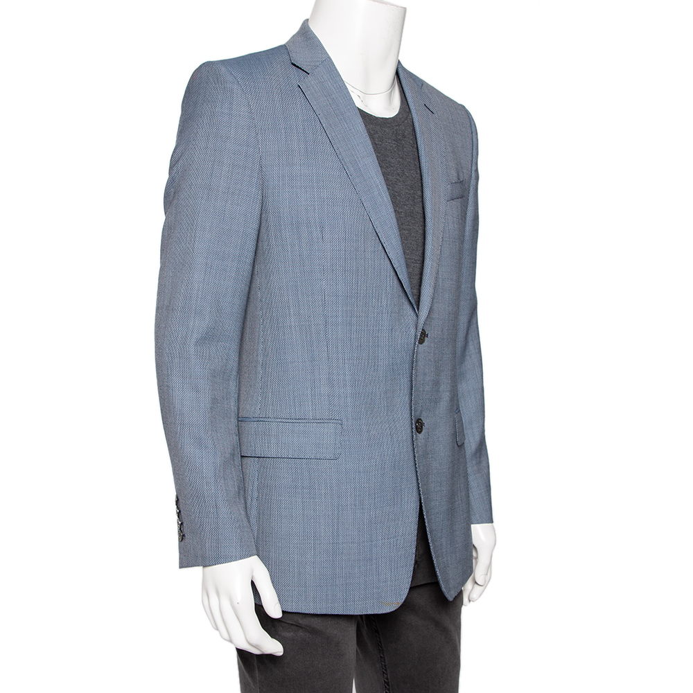 

Versace Collection Blue Patterned Wool Single Breasted Blazer