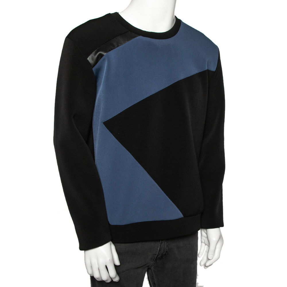 

Versace Collection Color Block Paneled Knit Sweatshirt, Black