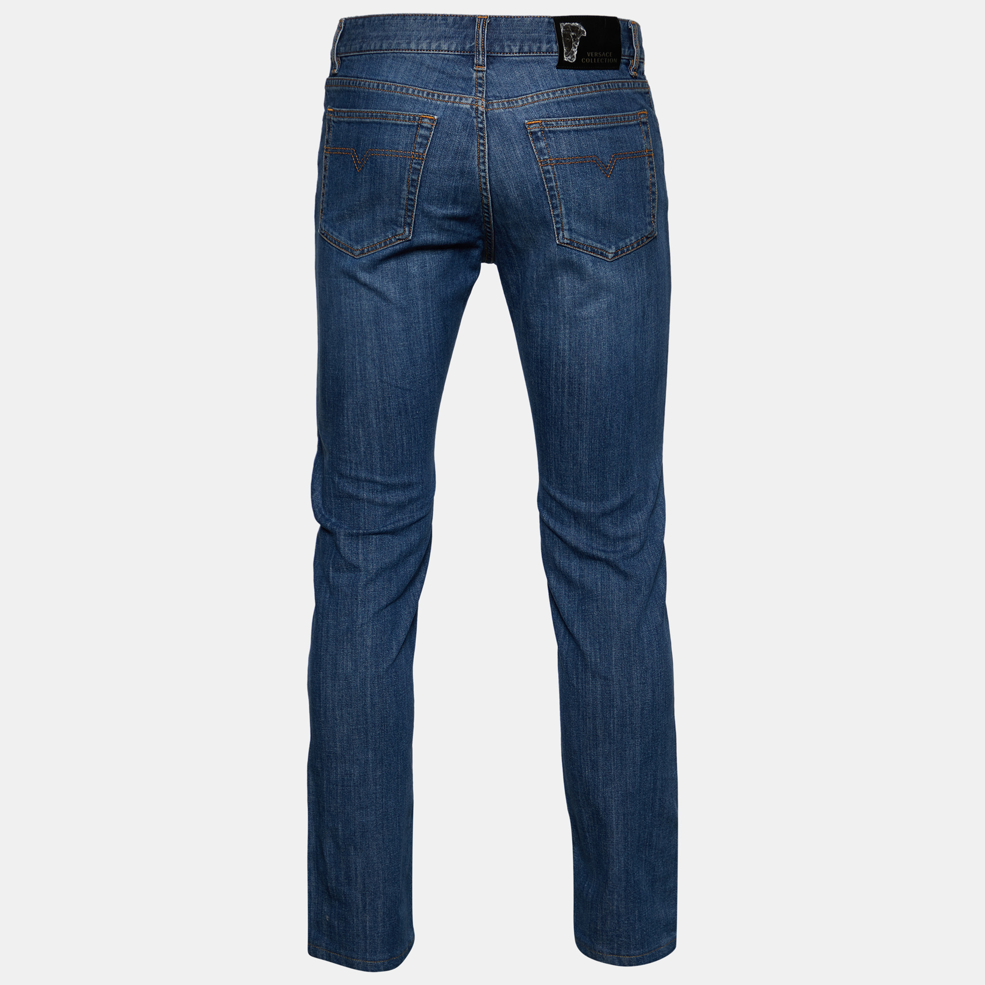 

Versace Collection Blue Denim Straight Leg Jeans, Navy blue
