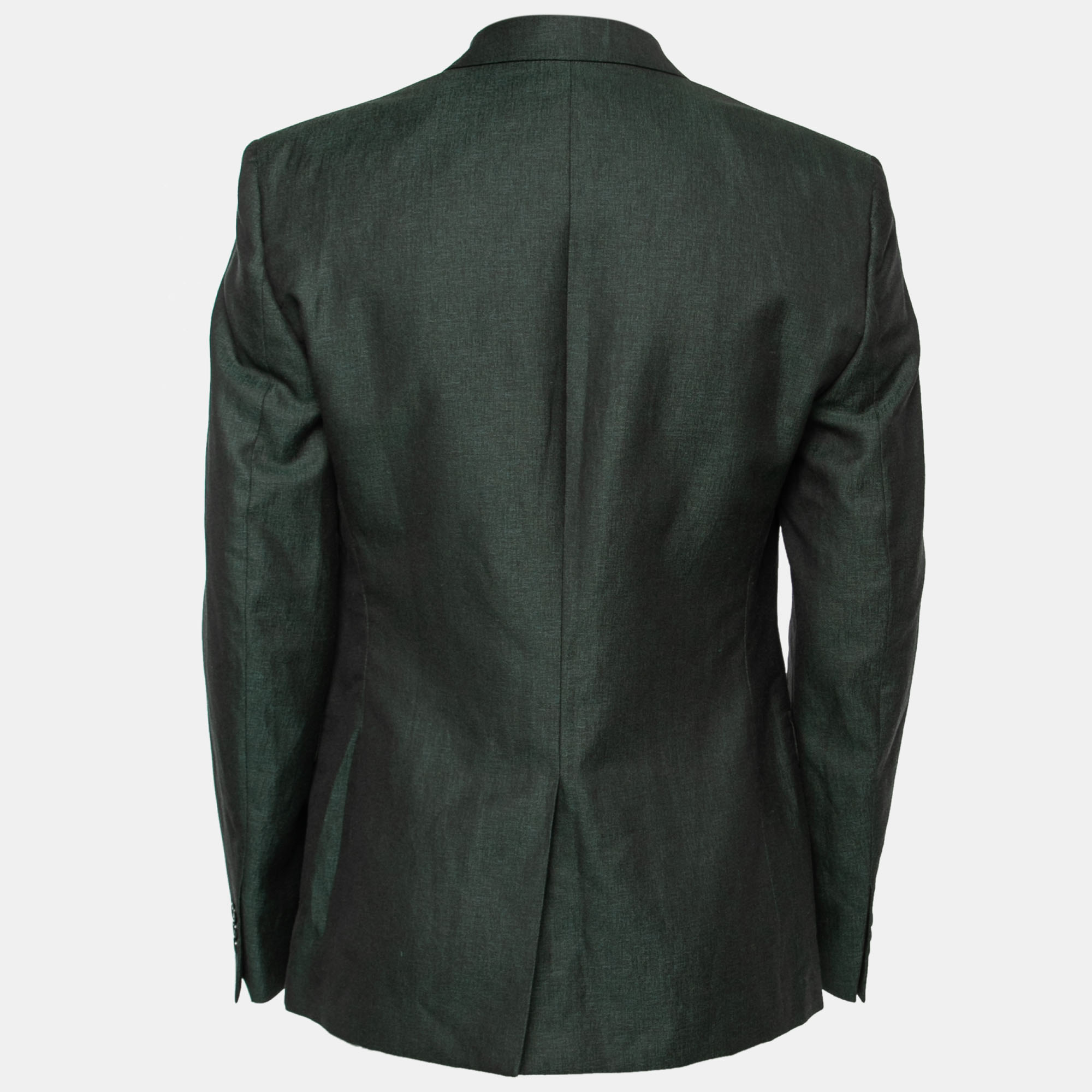

Versace Collection Dark Green Wool & Linen Single-Breasted Blazer