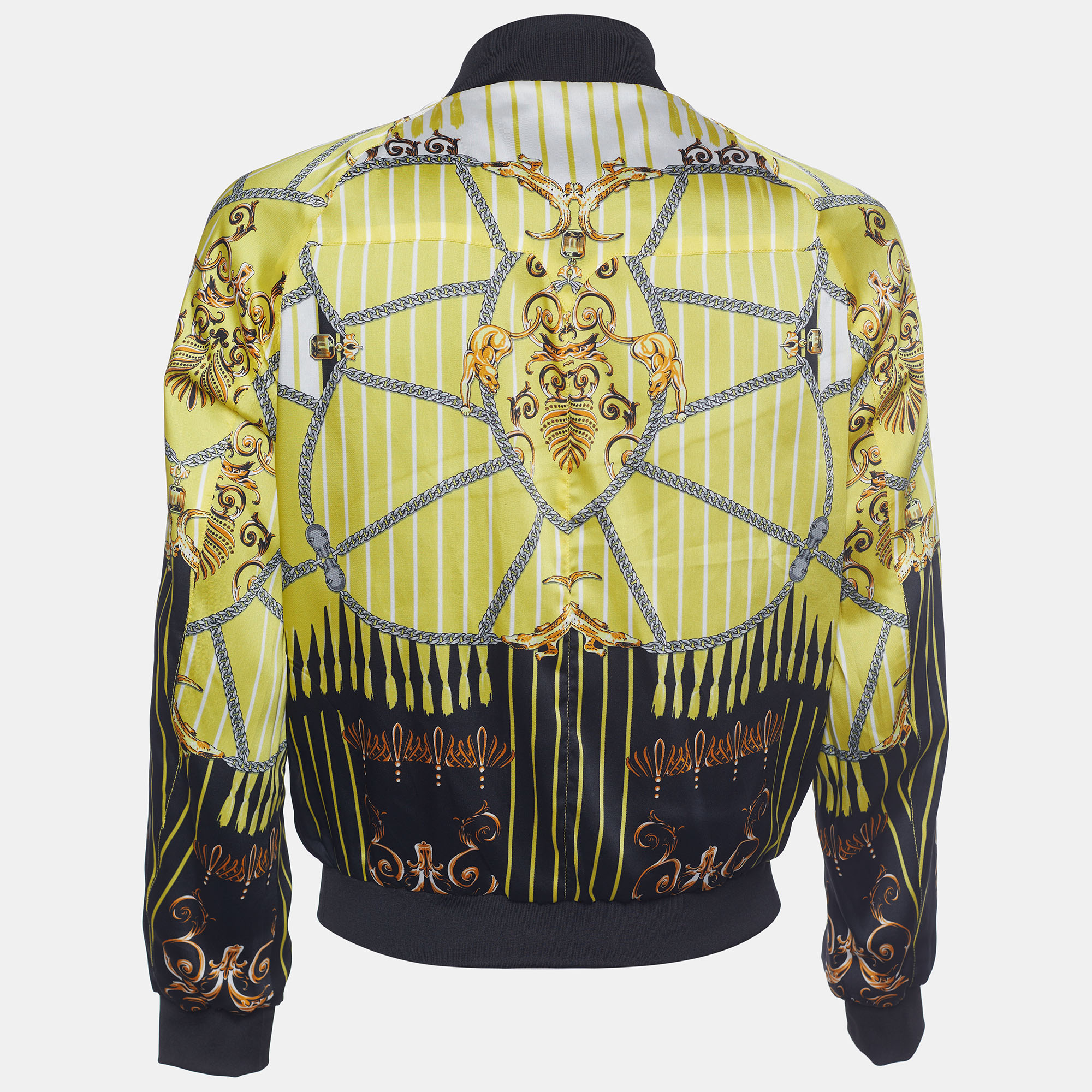 

Versace Collection Yellow and Black Printed Reversible Bomber Jacket