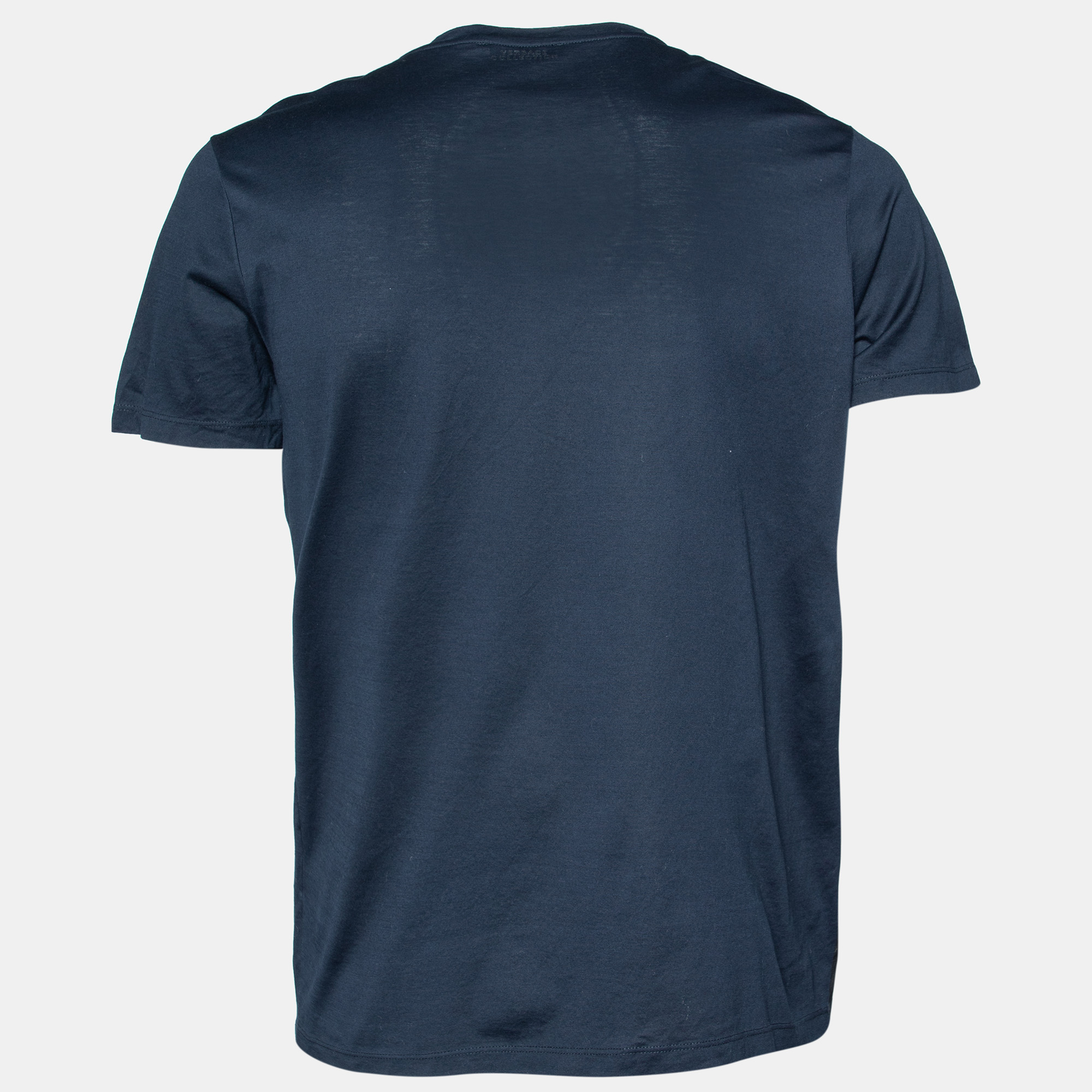 

Versace Collection Navy Blue Printed Cotton Knit Crewneck T-Shirt