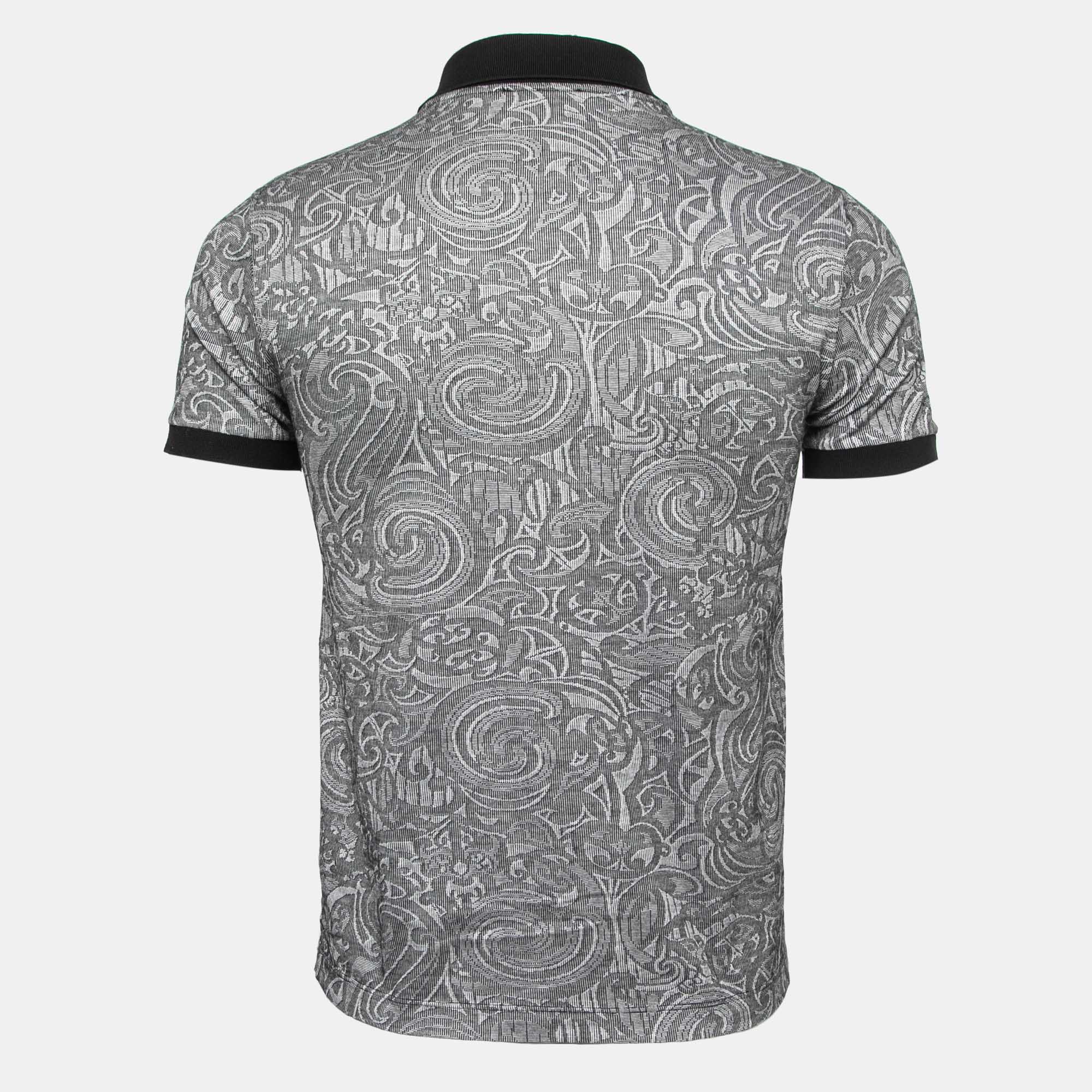 

Versace Collection Black Patterned Cotton Knit Polo T-Shirt