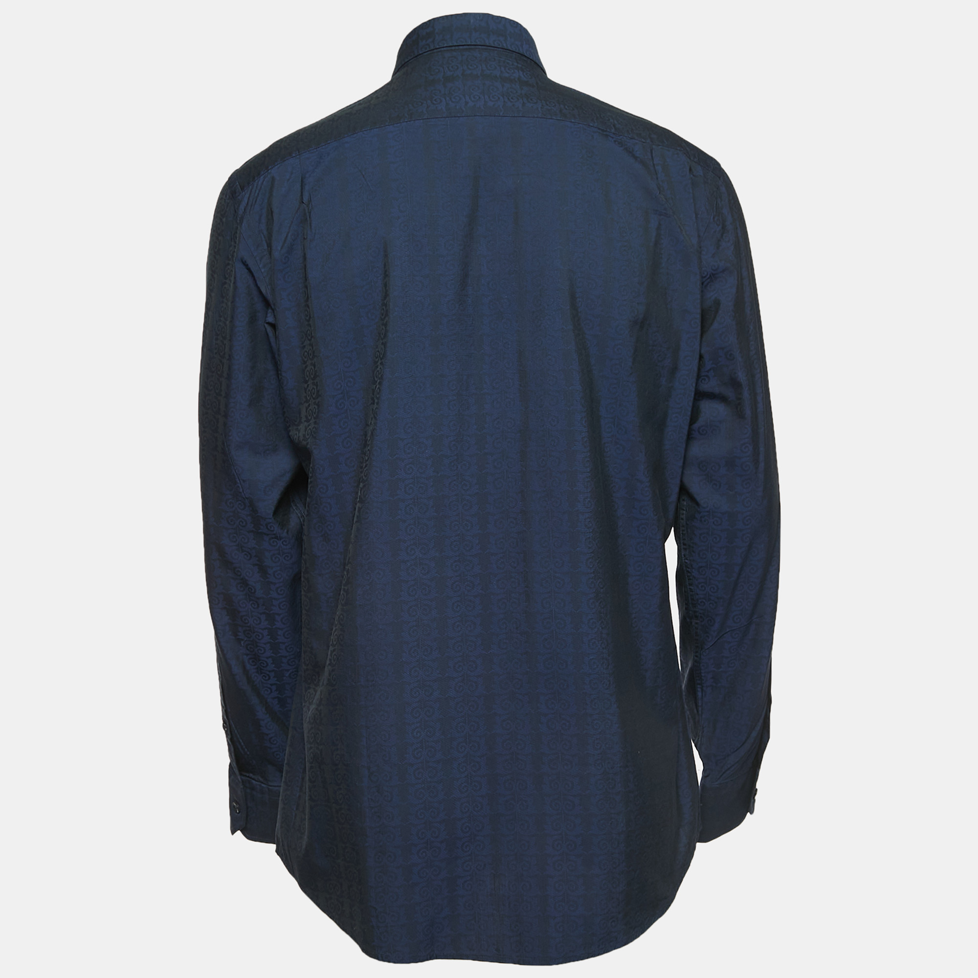 

Versace Collection Navy Blue Patterned Cotton Blend Full Sleeve Shirt