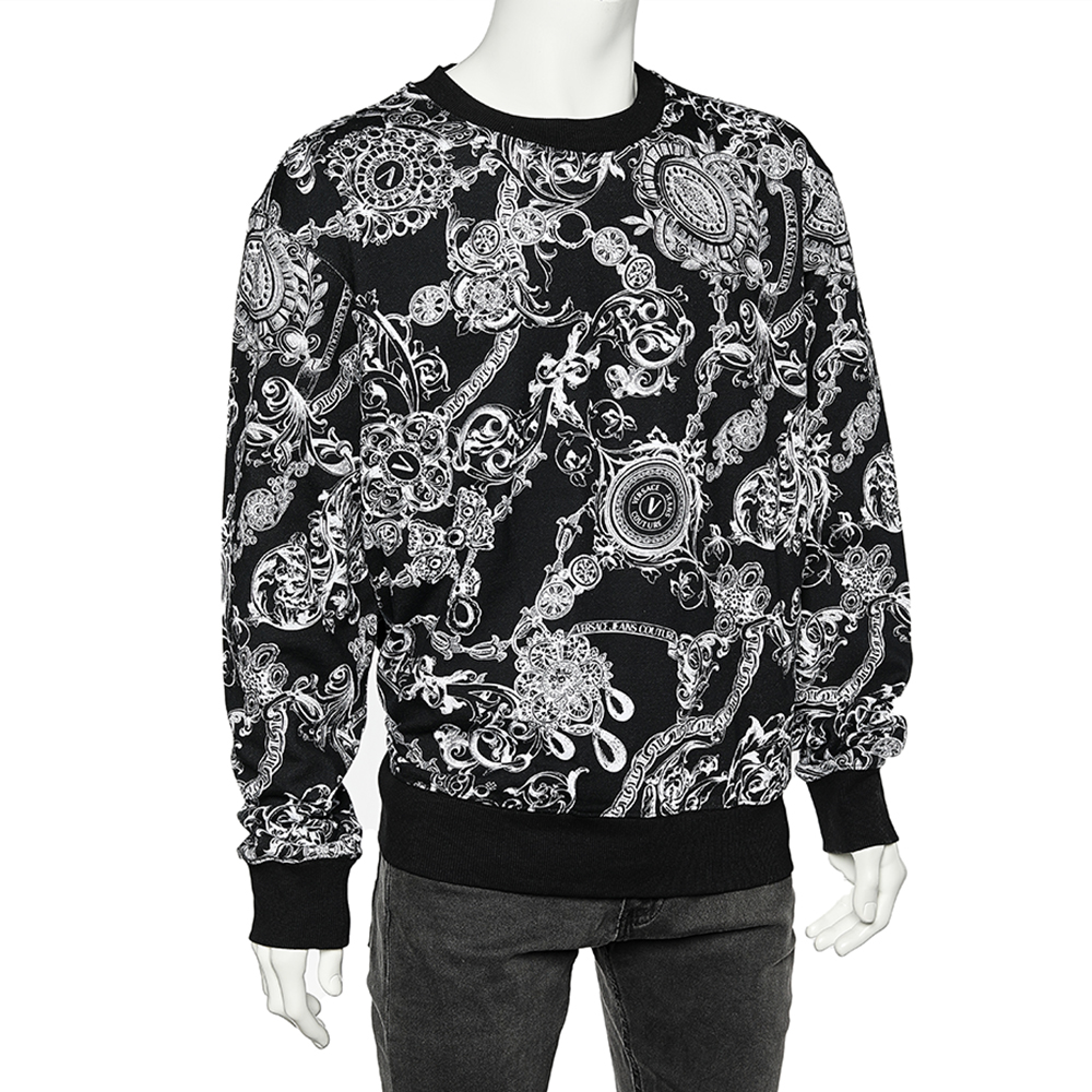 

Versace Jeans Couture Black Regalia Printed Cotton Knit Sweatshirt 3XL
