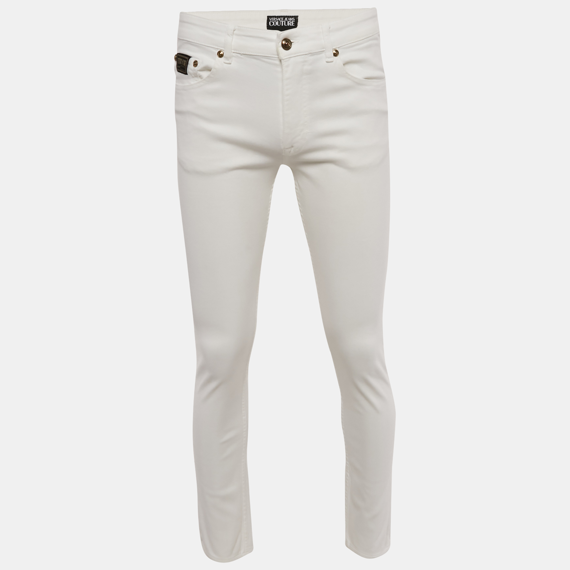 Versace Jeans Couture White Logo Embroidered Denim Slim Fitr Jeans M Waist 31""