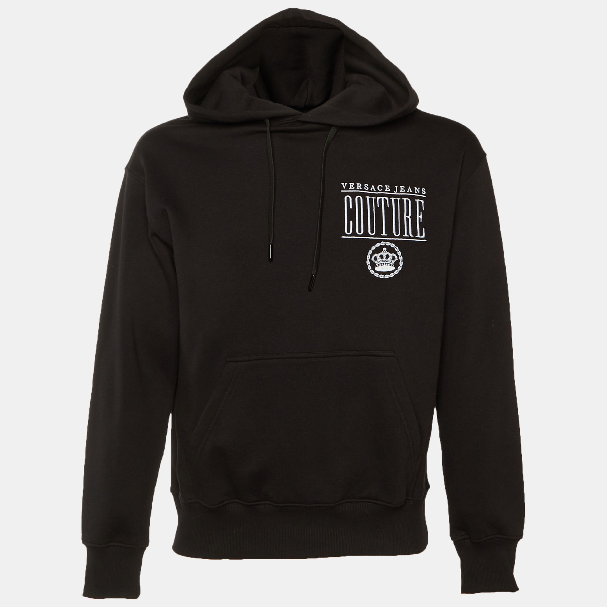 

Versace Jeans Couture Black Cotton Logo Embroidered Hoodie S