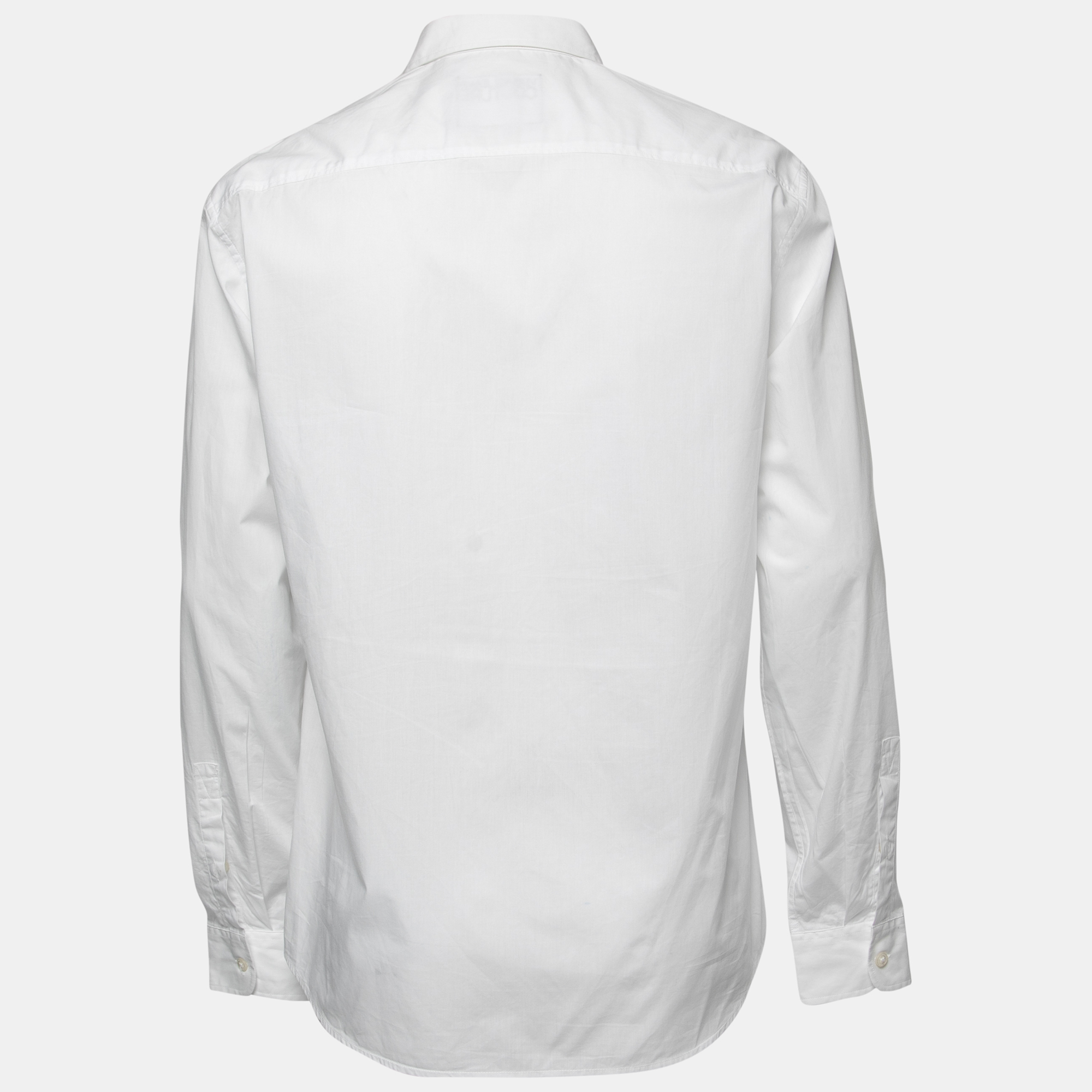 

Versace Jeans Couture Monochrome Cotton Printed Button Down Shirt, White