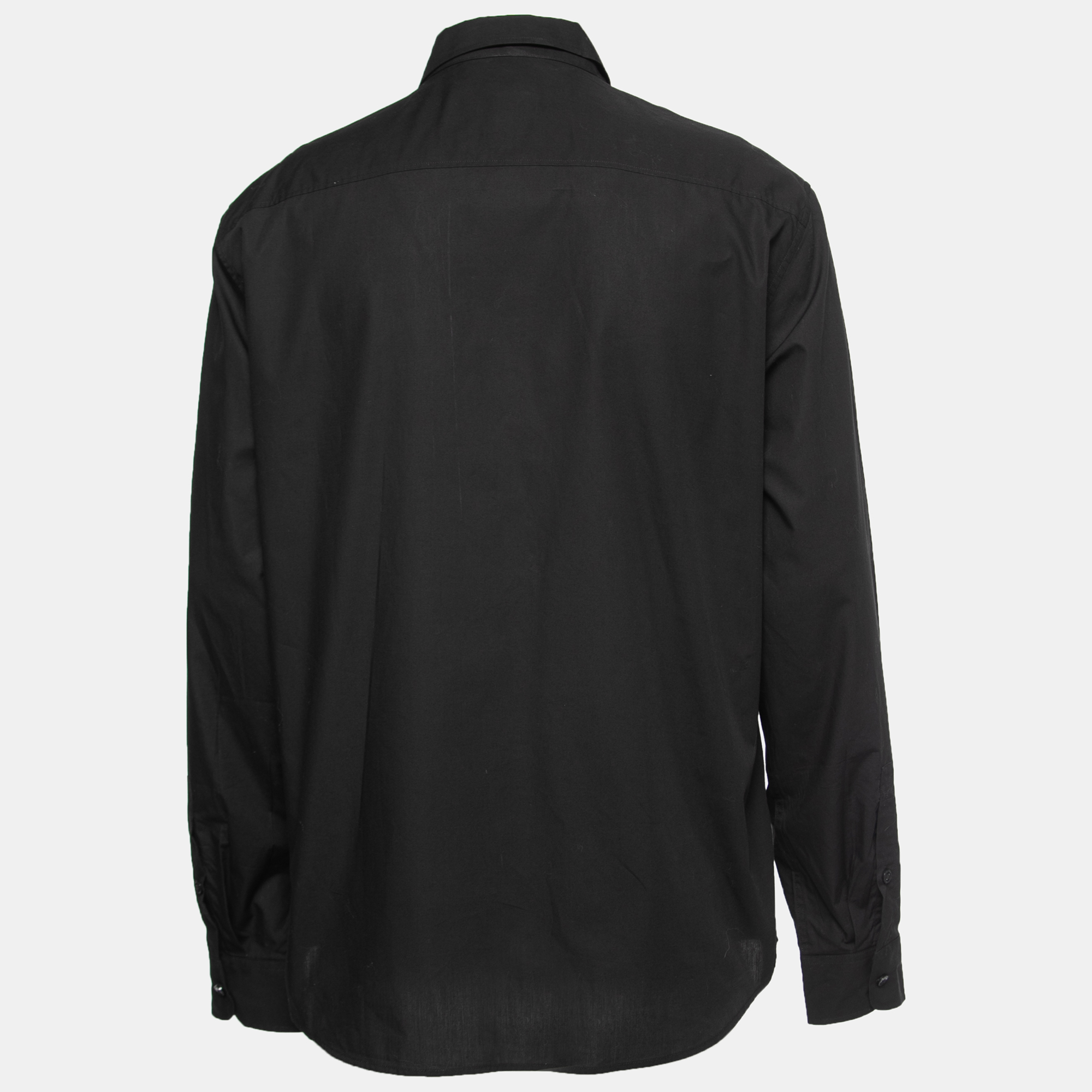 

Versace Jeans Couture Monochrome Cotton Printed Button Front Shirt, Black