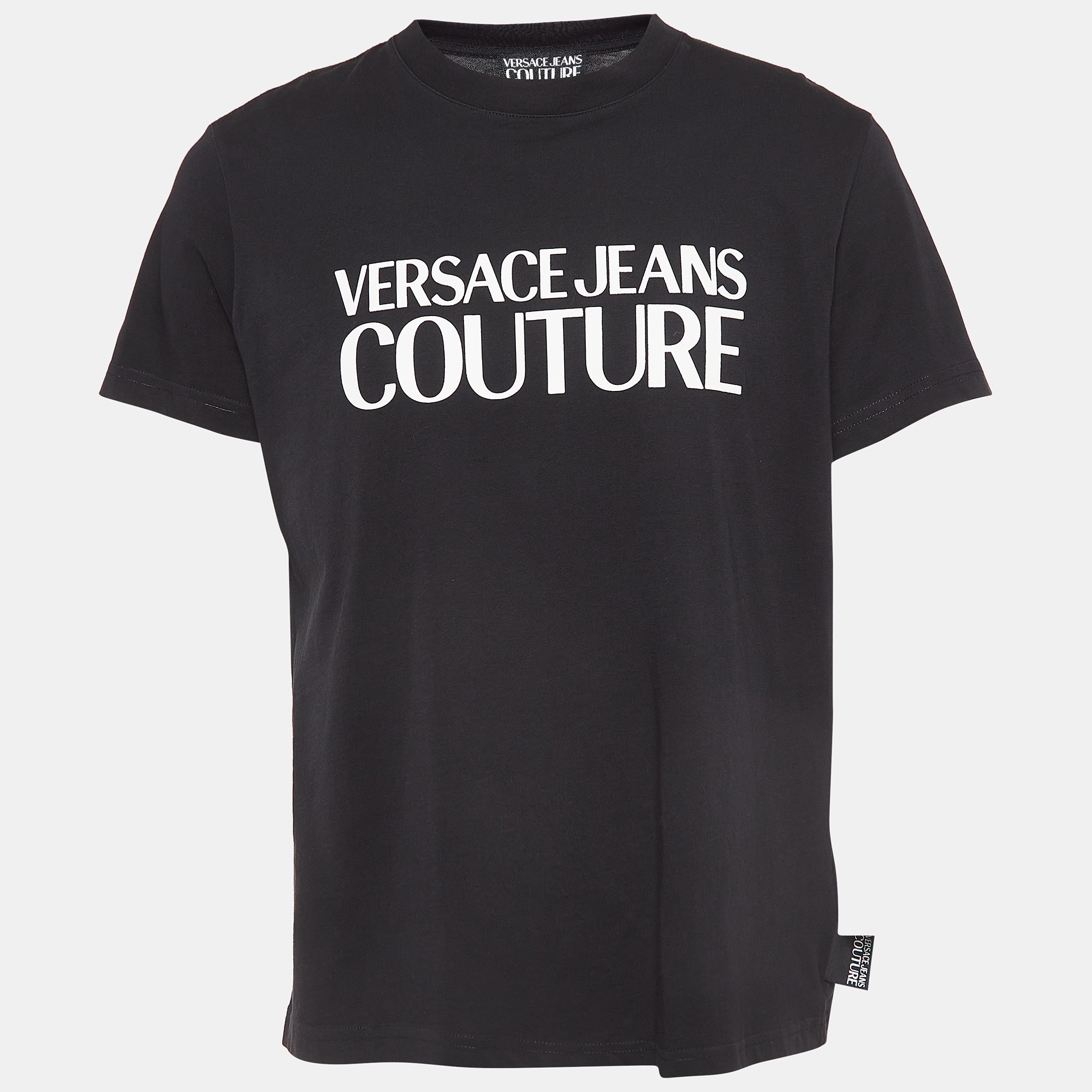 

Versace Jeans Couture Black Logo Print Cotton Crew Neck T-Shirt