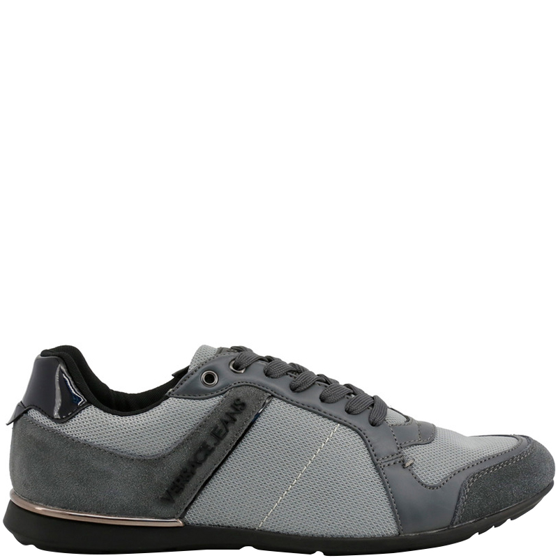 Versace Jeans Grey Fabric and Suede Lace Up Sneakers Size 43