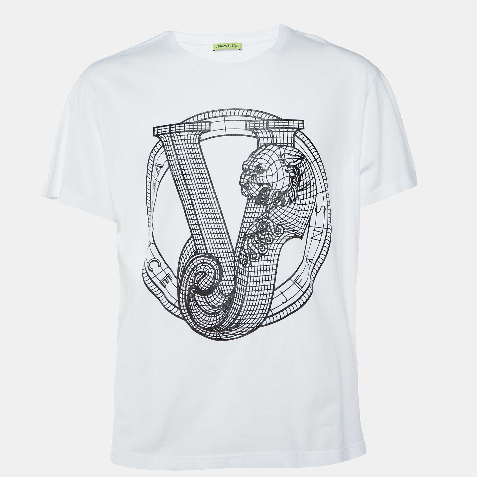 

Versace Jeans White Logo Rubber Print Cotton T-Shirt XXXL