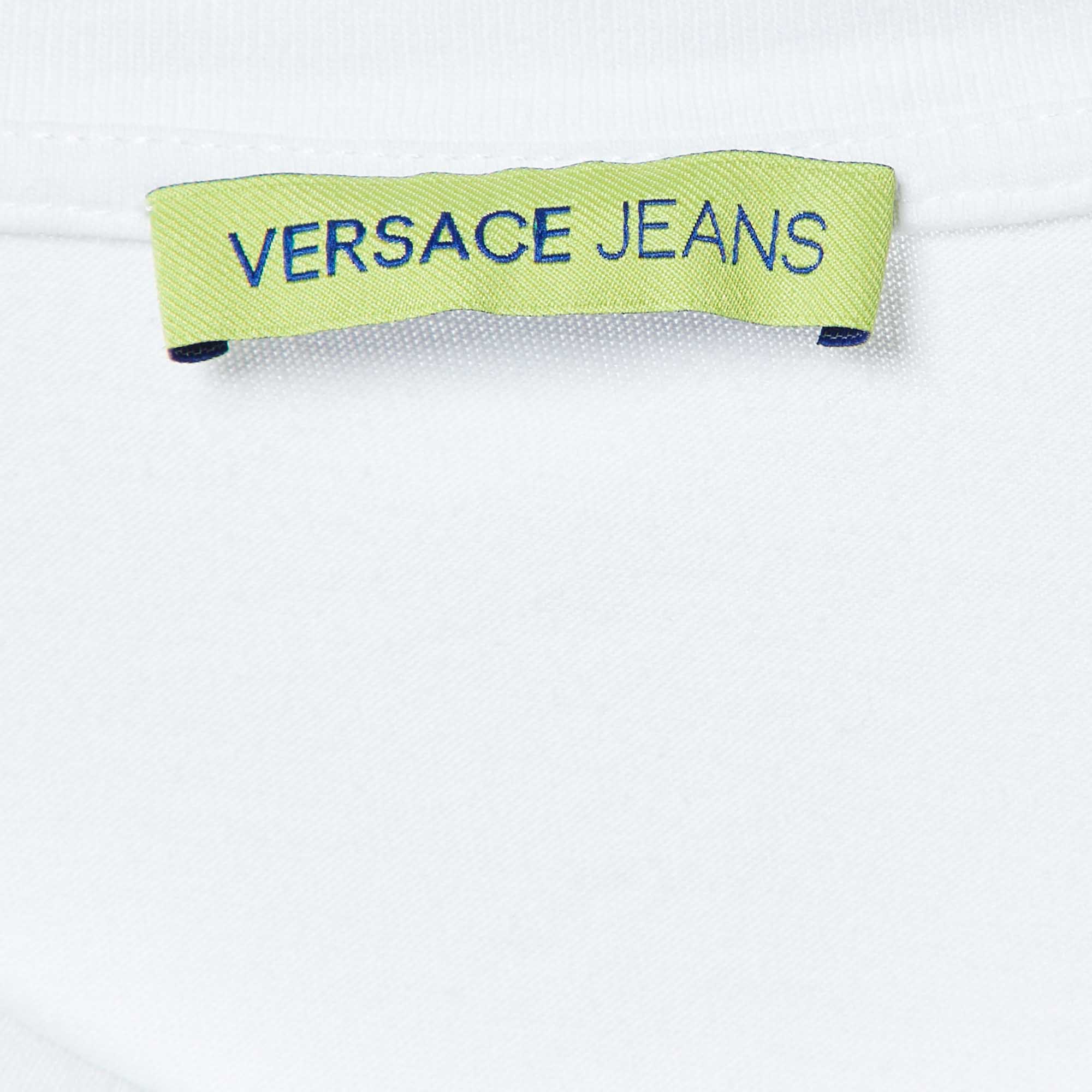Versace Jeans White Logo Rubber Print Cotton T-Shirt XXXL 