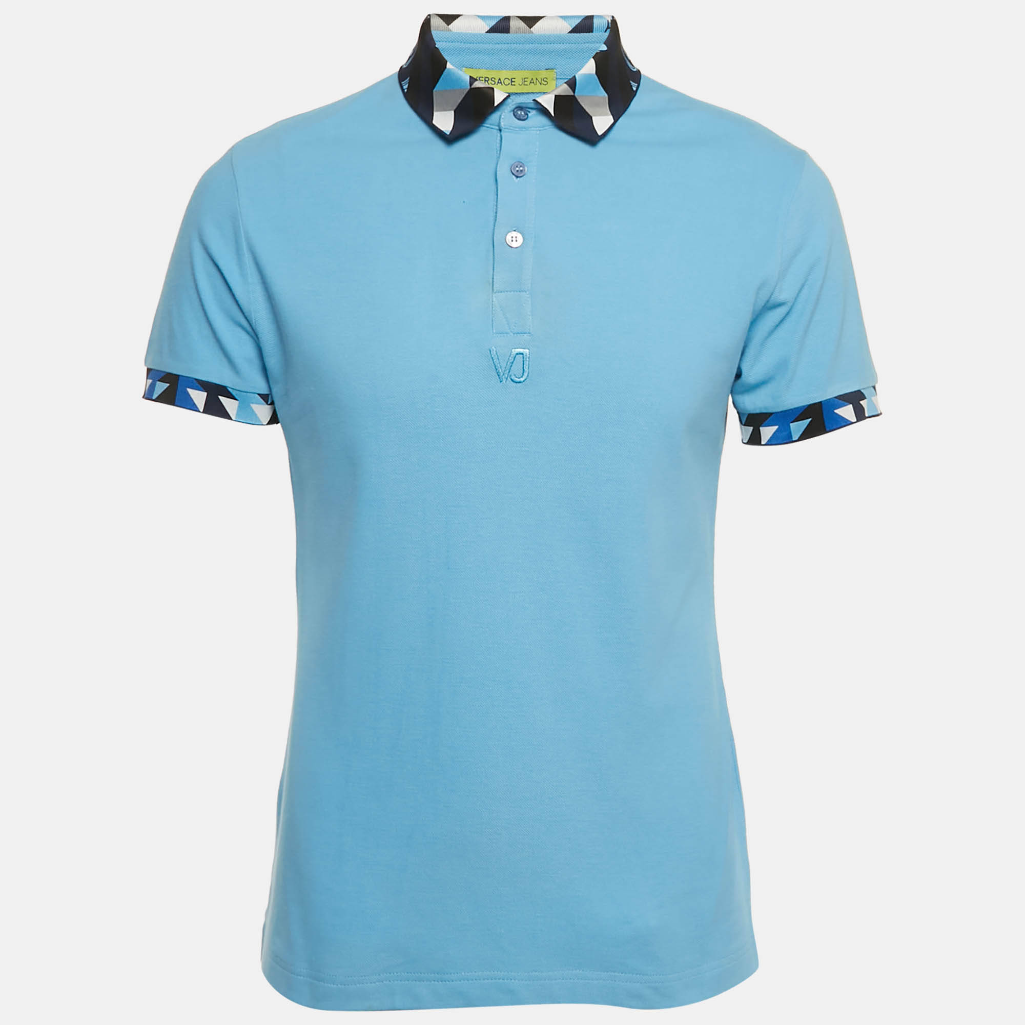 

Versace Jeans Blue Printed Collar Cotton Polo T-Shirt M