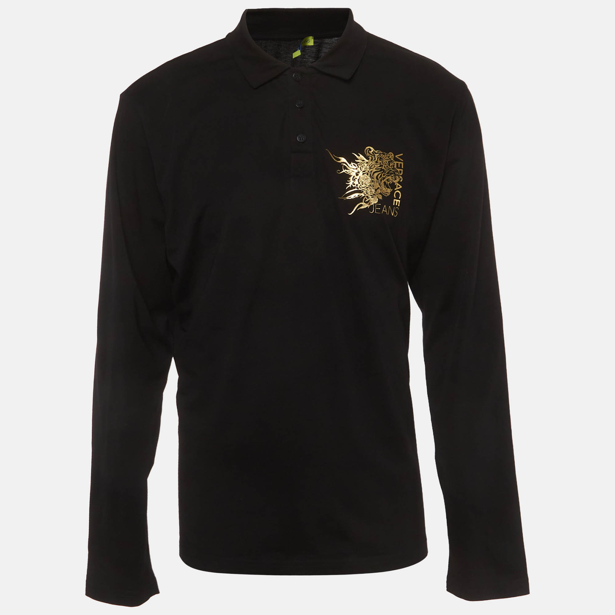 

Versace Jeans Black Logo Tiger Graphic Jersey Polo Shirt XXXL