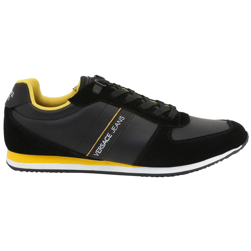 Pre Owned Versace Jeans Black Suede and Faux Leather Lace Up Sneakers Size 43