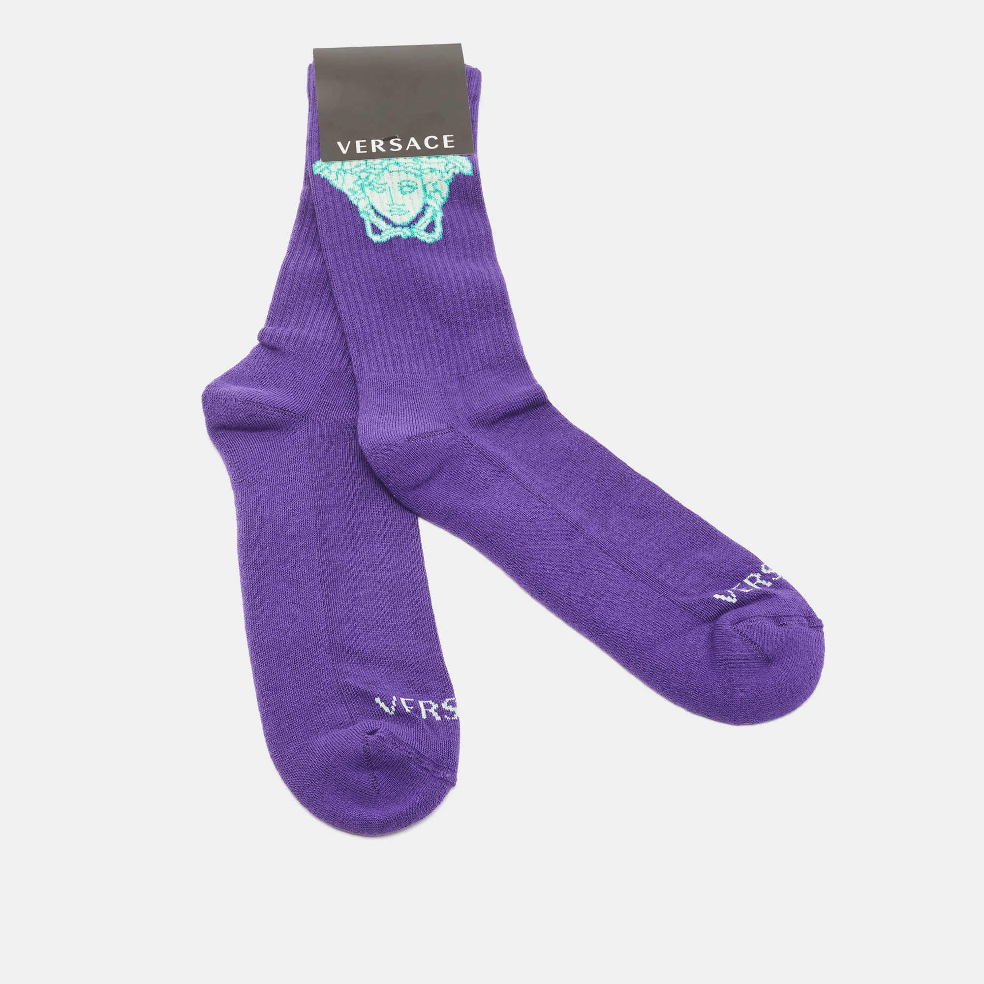 

Versace Purple Medusa Knit Calf Length Socks