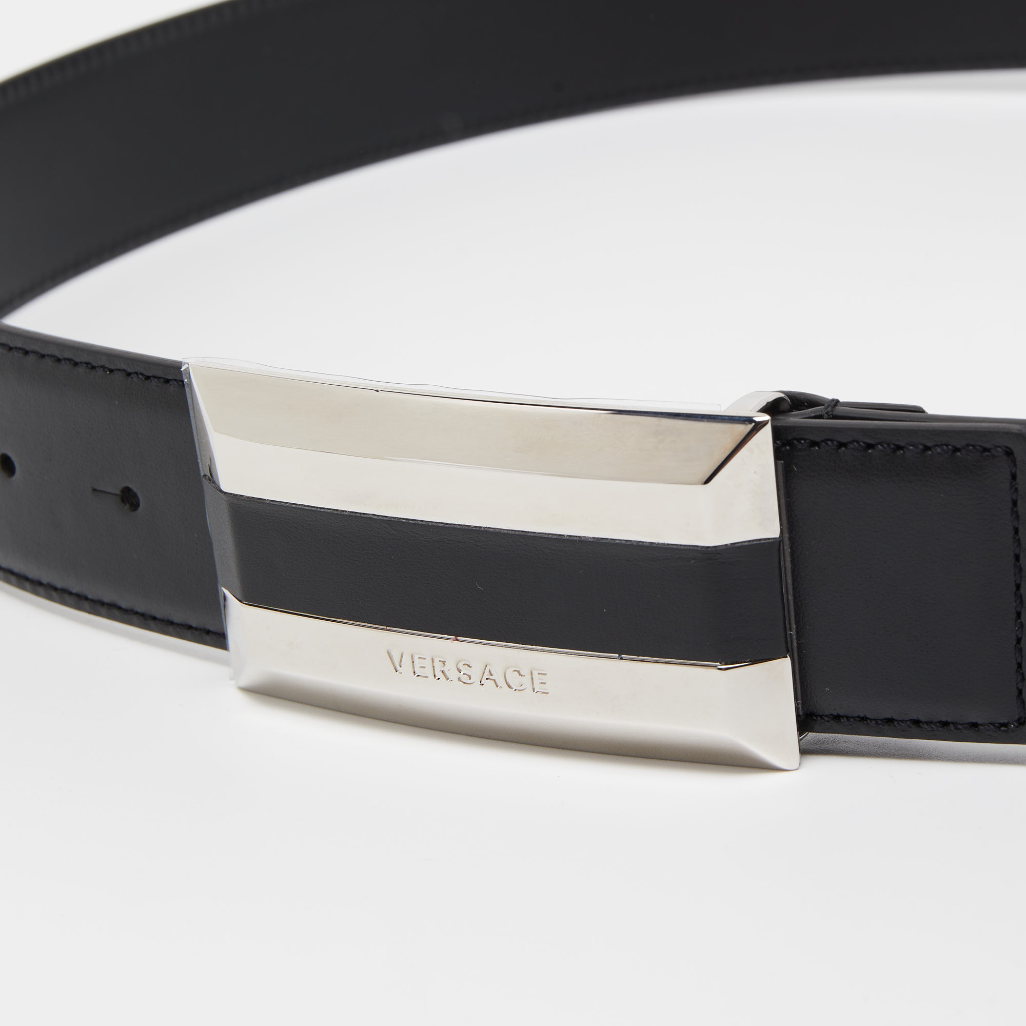 

Versace Black Leather Buckle Belt