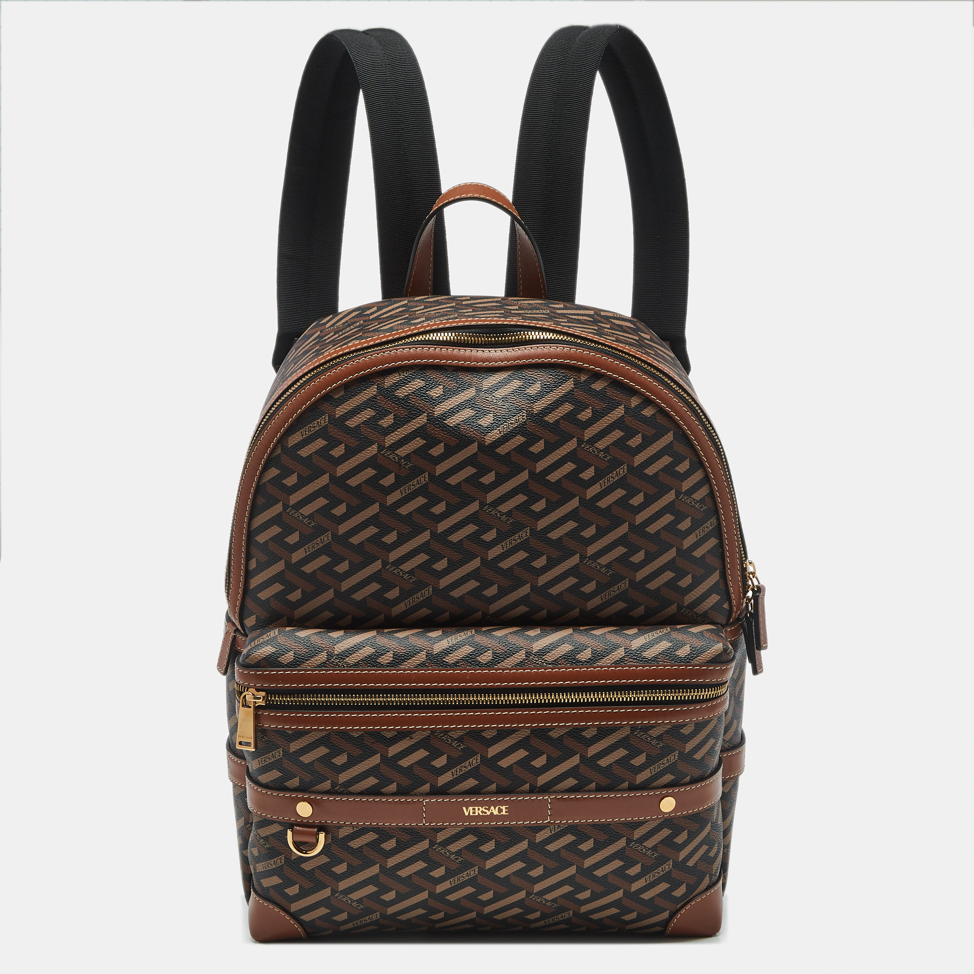 

Versace Brown/Multicolor La Greca Signature Coated Canvas Backpack