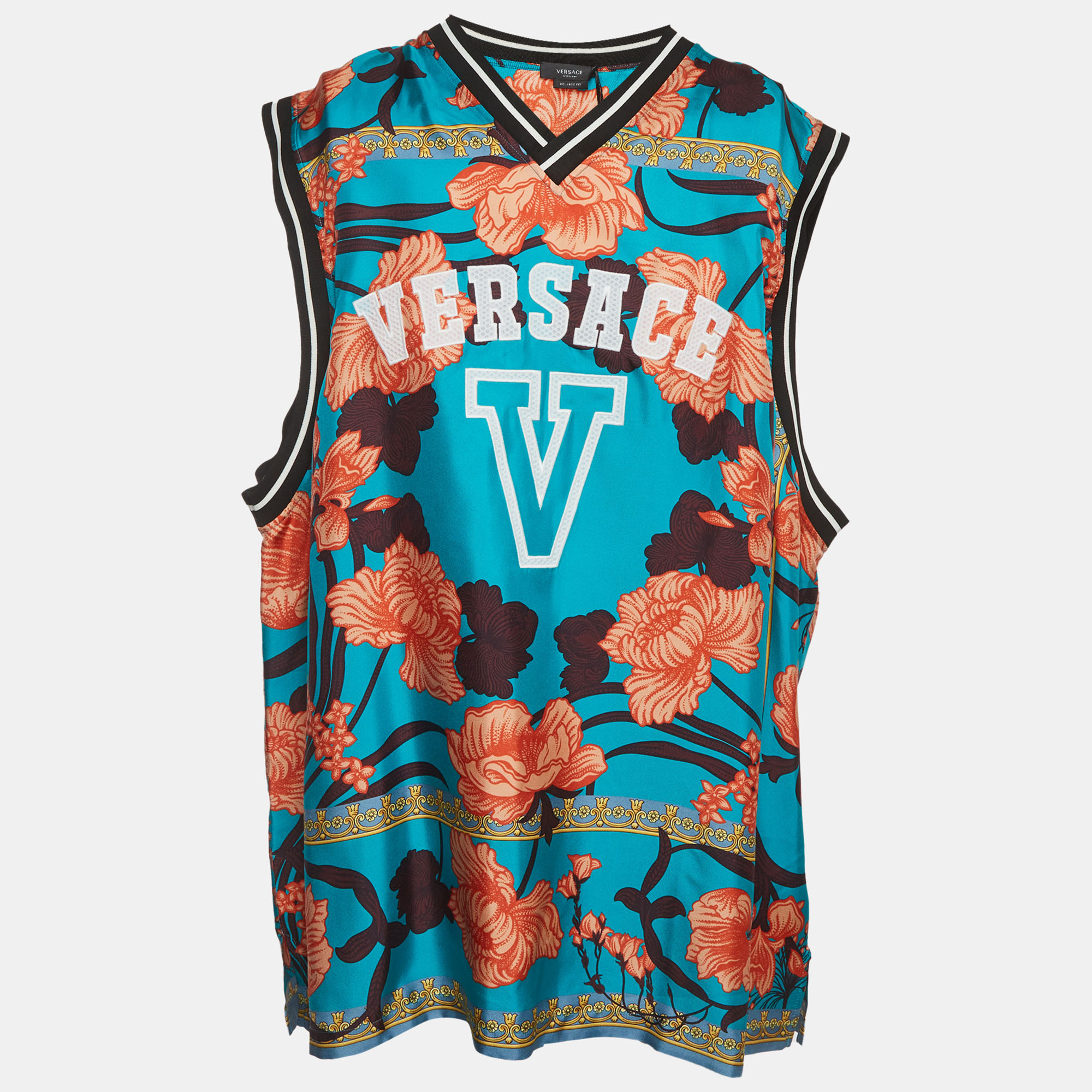 

Versace Multicolour Acid Bouquet Print Silk Tank Top, Multicolor