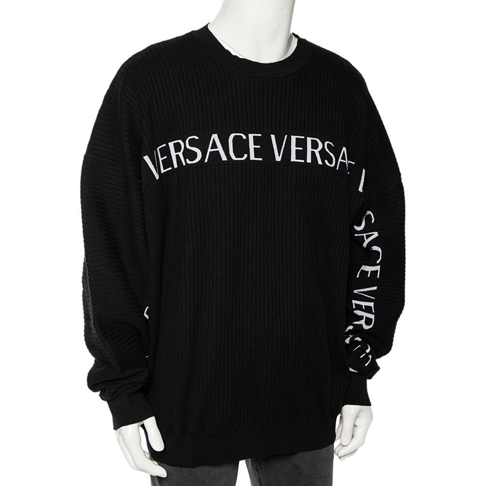 

Versace Black Intarsia Logo Knit Long Sleeve Jumper XXXXL