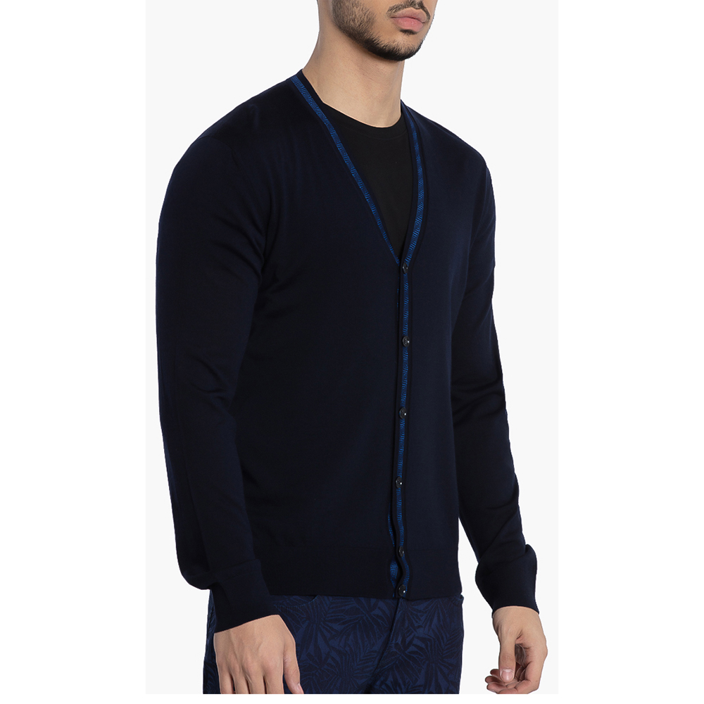 

Versace Blue Logo Trim Cardigan  (IT 50