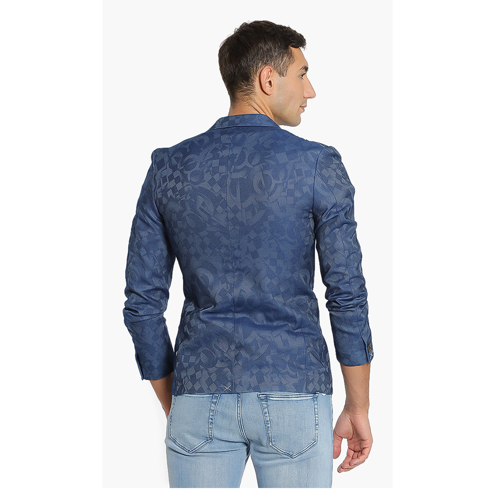 

Versace Blue Gancinni Jacquard Double Buttoned Jacket  (IT 46