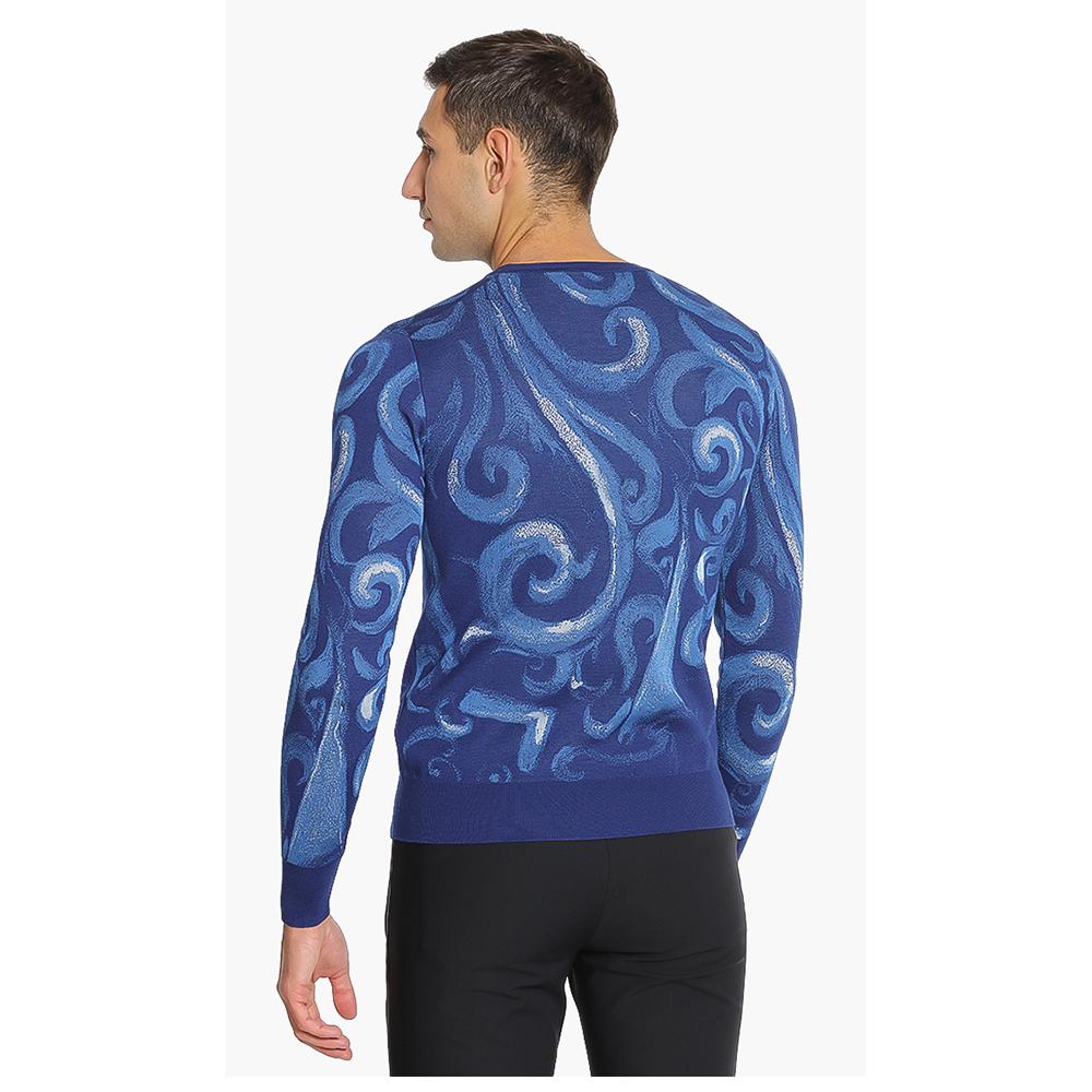 

Versace Blue Printed Heather Sweater  (IT 44