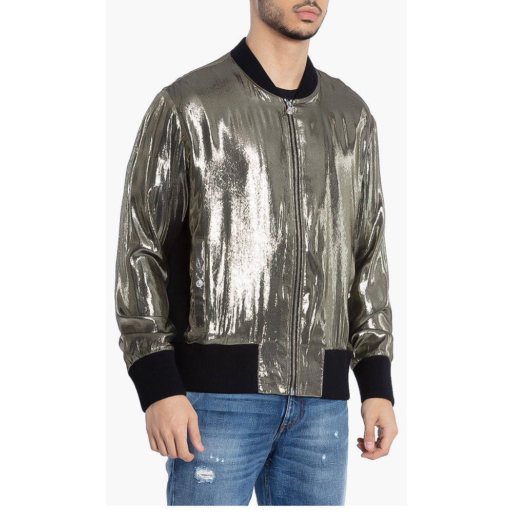 

Versace Gold Silk Blend Bomber Jacket  (IT 46