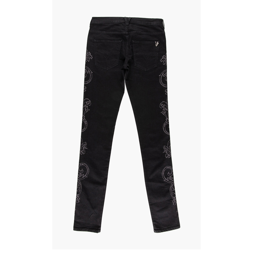 

Versace Black Marty New Embroidered Denim Pants  (31