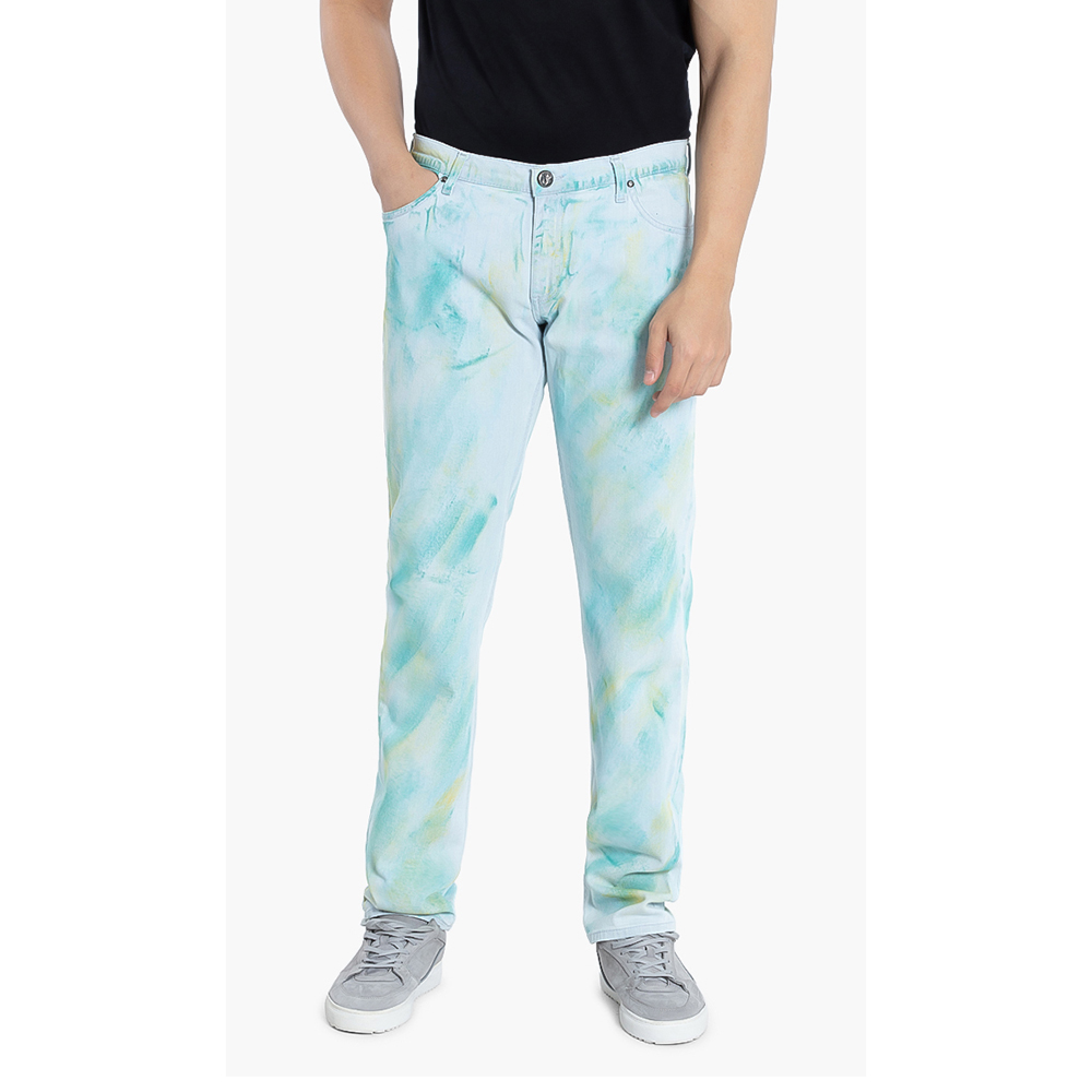 Pre Owned Versace Blue Versace Jeans Multi-Colored Slim Fit Pants L (34)