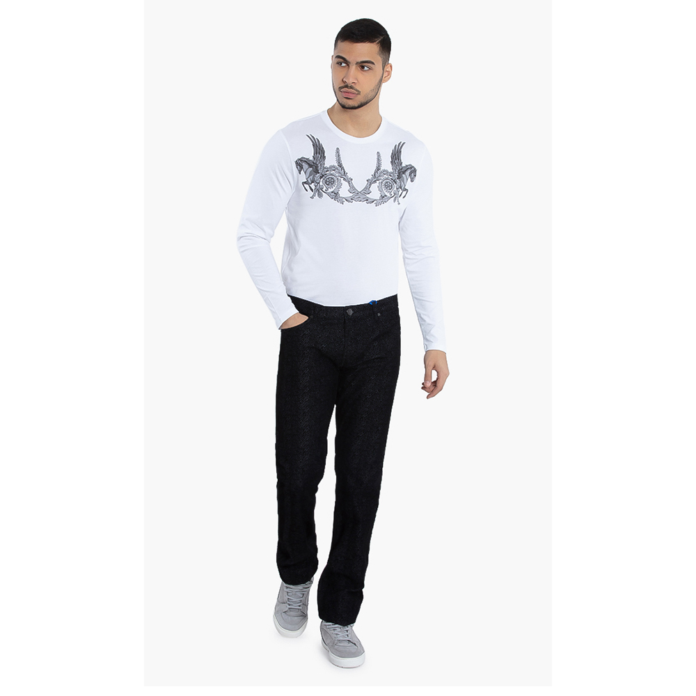 

Versace Black Versace Jeans Herringbone Pattern Slim Fit Pants  (34