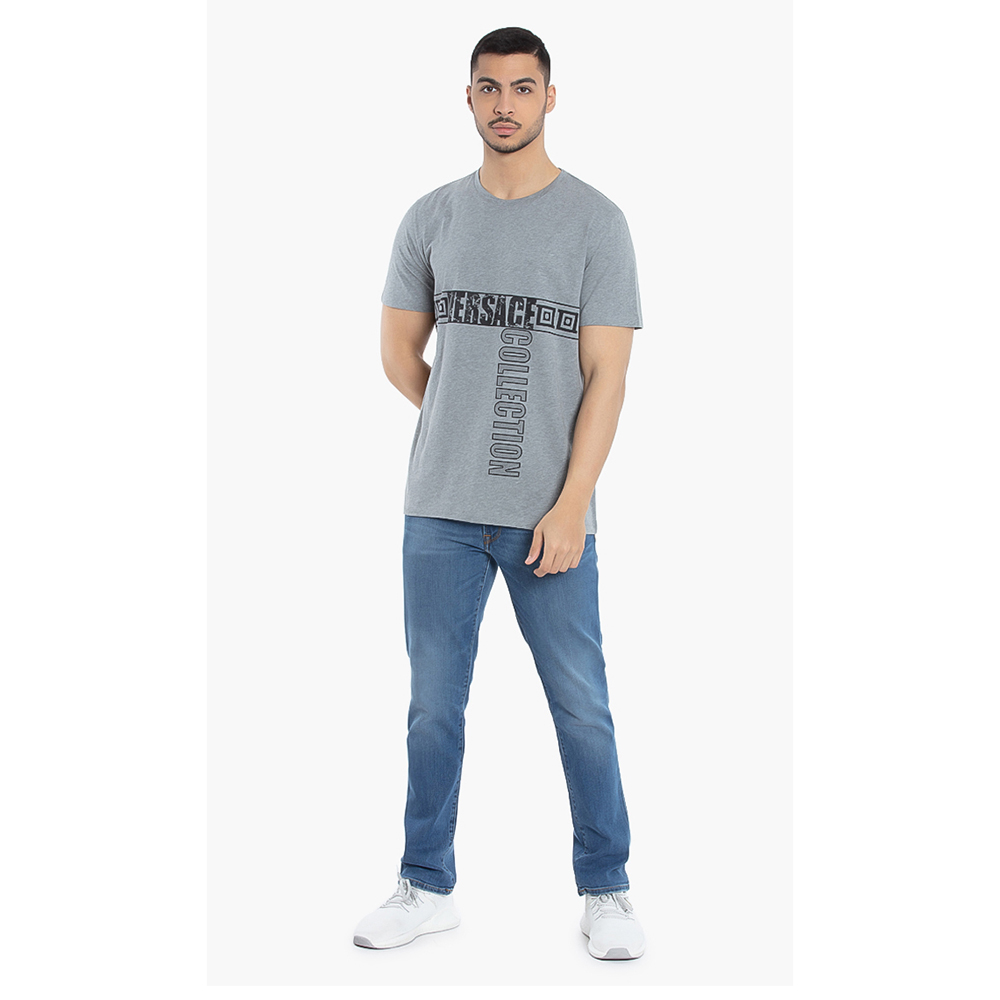 Versace Grey Logo Graphic Print T-Shirt XL