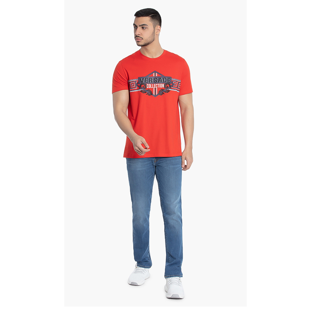 Versace Red Logo Graphic Print T-Shirt XL
