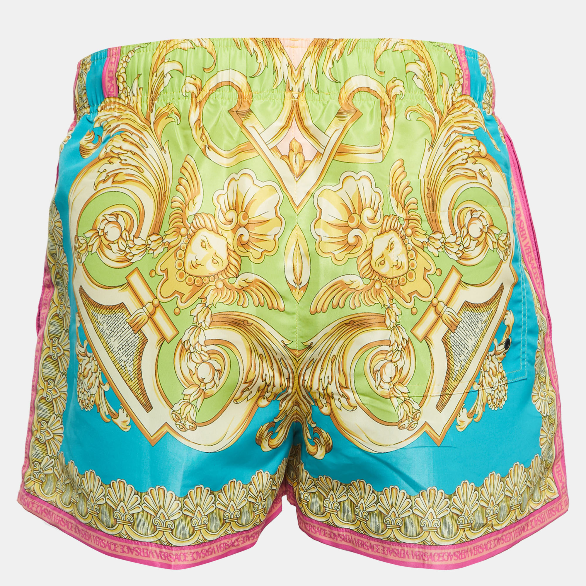 

Versace Multicolor Golfo Barocco Print Nylon Swim Shorts