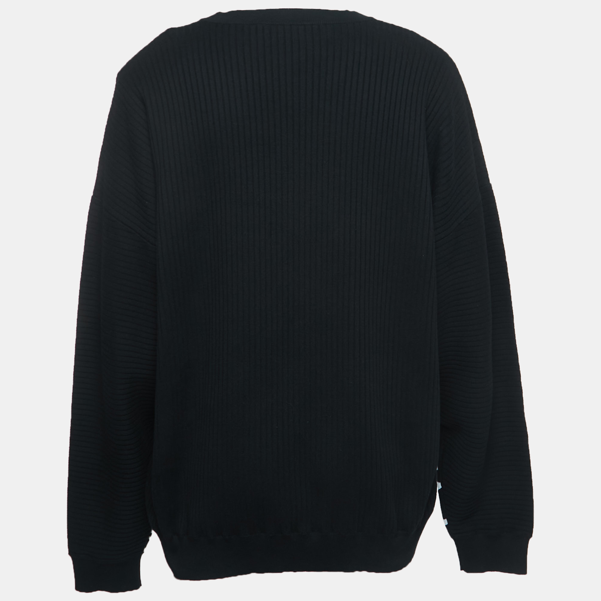 

Versace Black Ribbed Knit Logo Sweater 4XL