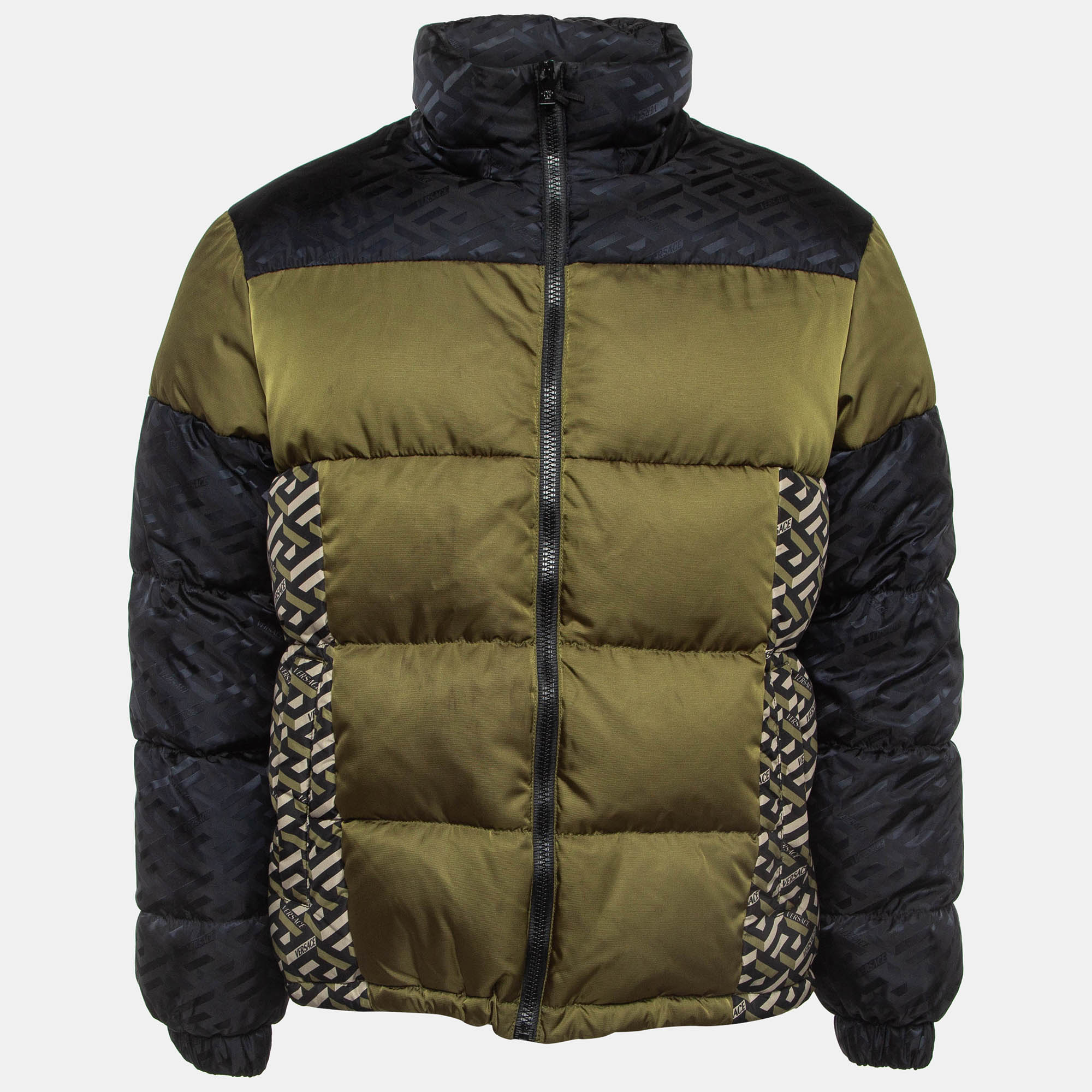 

Versace Green Printed Synthetic Puffer Jacket S