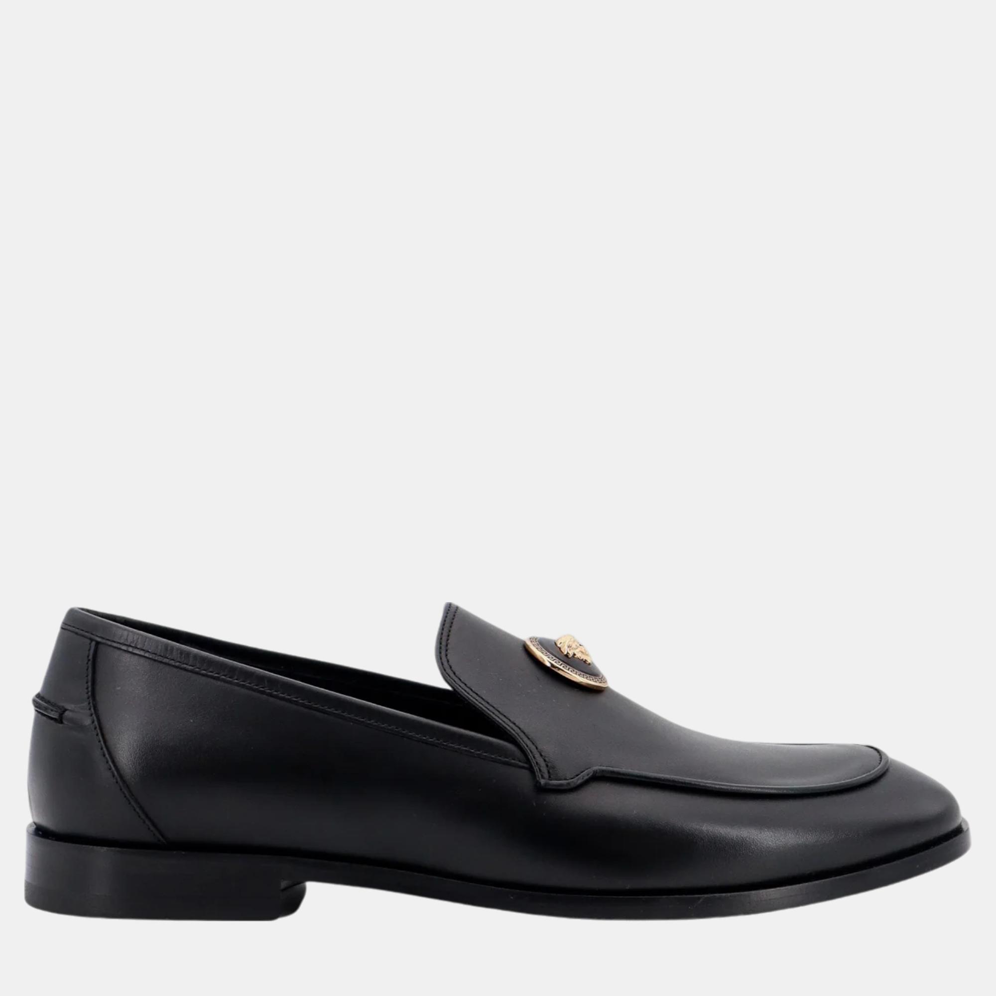 

Versace Black Leather Slippers EU