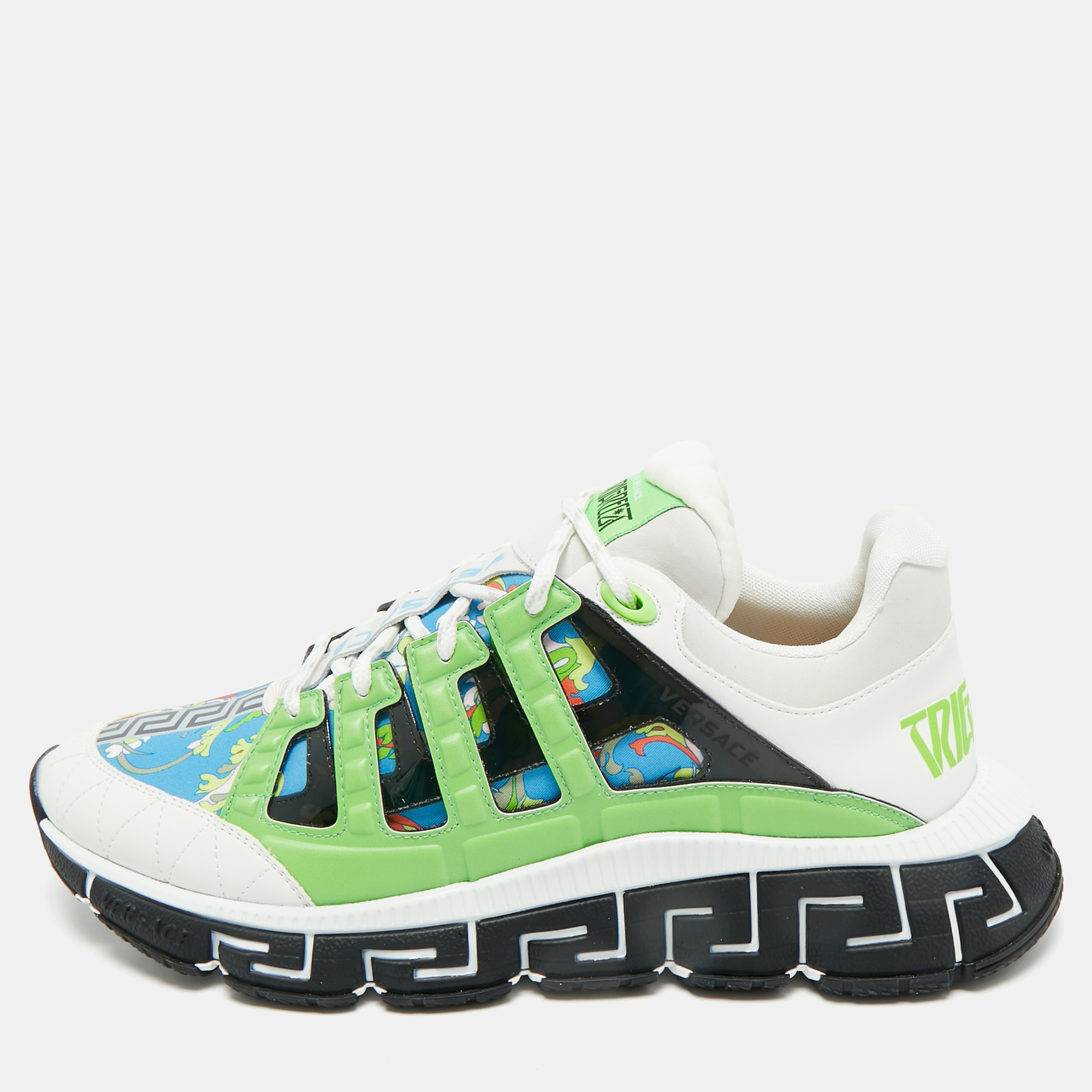 

Versace Multicolor Canvas and Leather Trigreca Sneakers Size