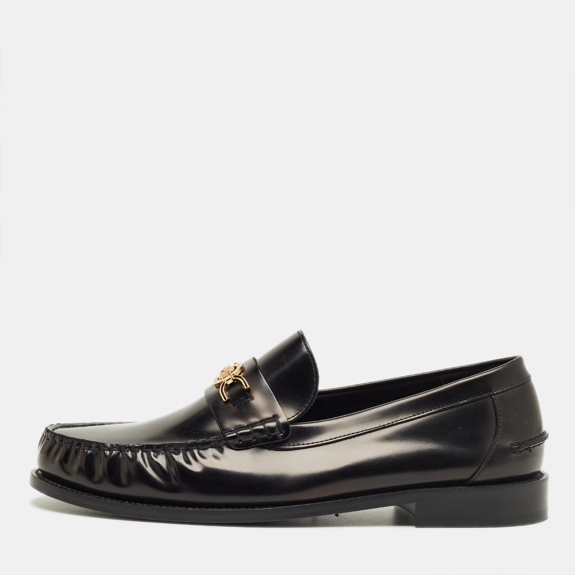 

Versace Black Leather Medusa Loafers Size