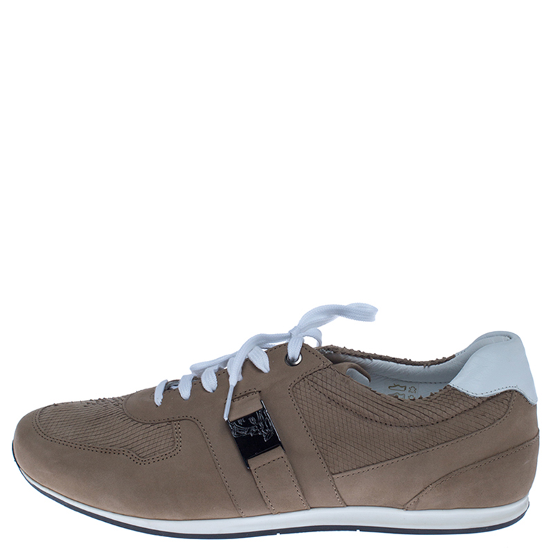 

Versace Beige Nubuck Leather Lace Up Sneakers Size