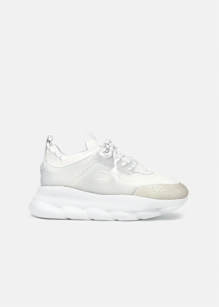 Versace White Chain Reaction Sneakers Size EU 40.5
