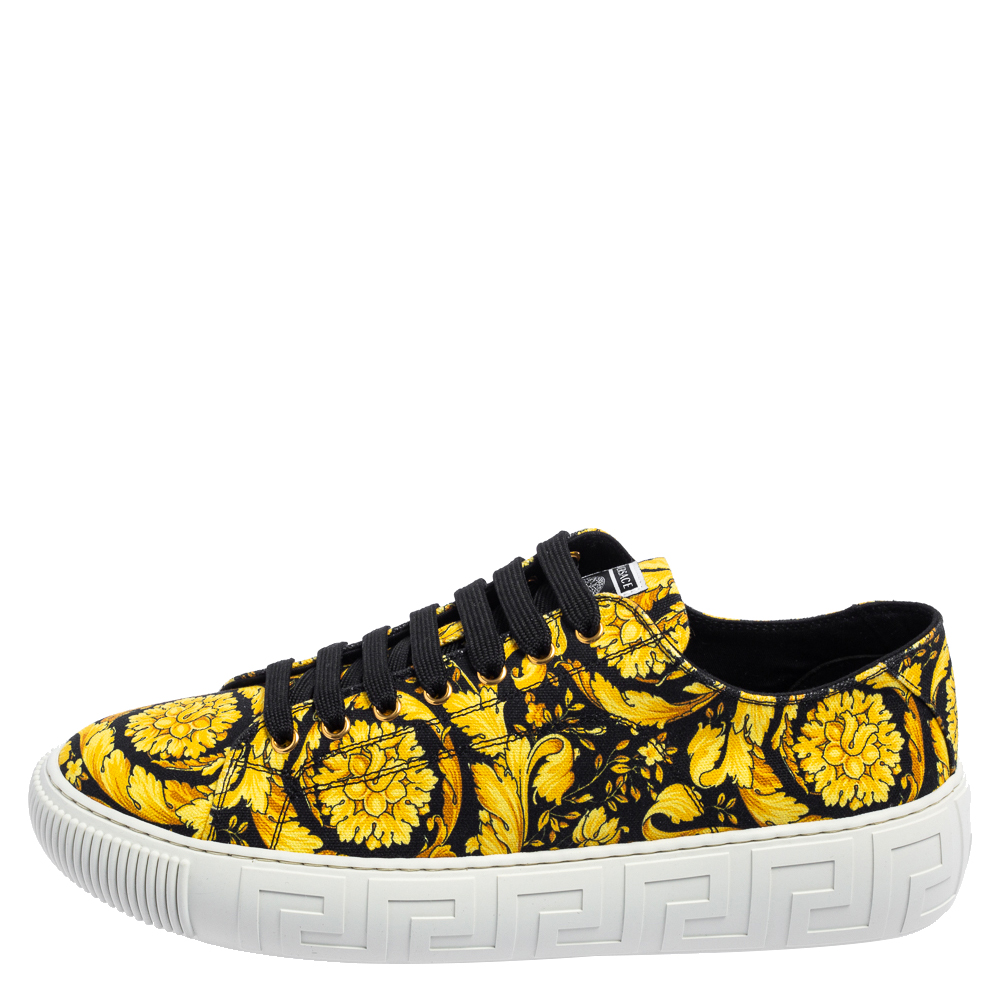 

Versace Yellow Barocco Print Canvas Low Top Sneakers Size