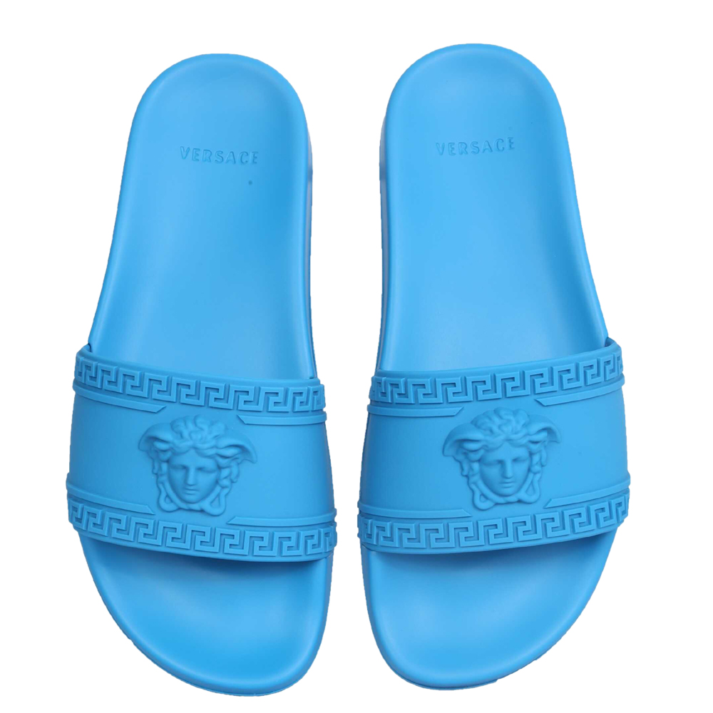 

Versace Blue Rubber Palazzo Pool Slides Size IT