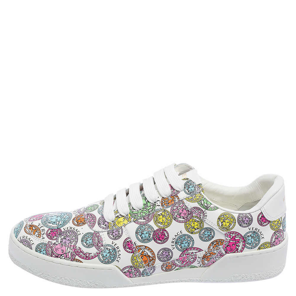 

Versace Limited Edition Multicolor Ilus Medusa Amplified Print Leather Low-Top Sneakers Size