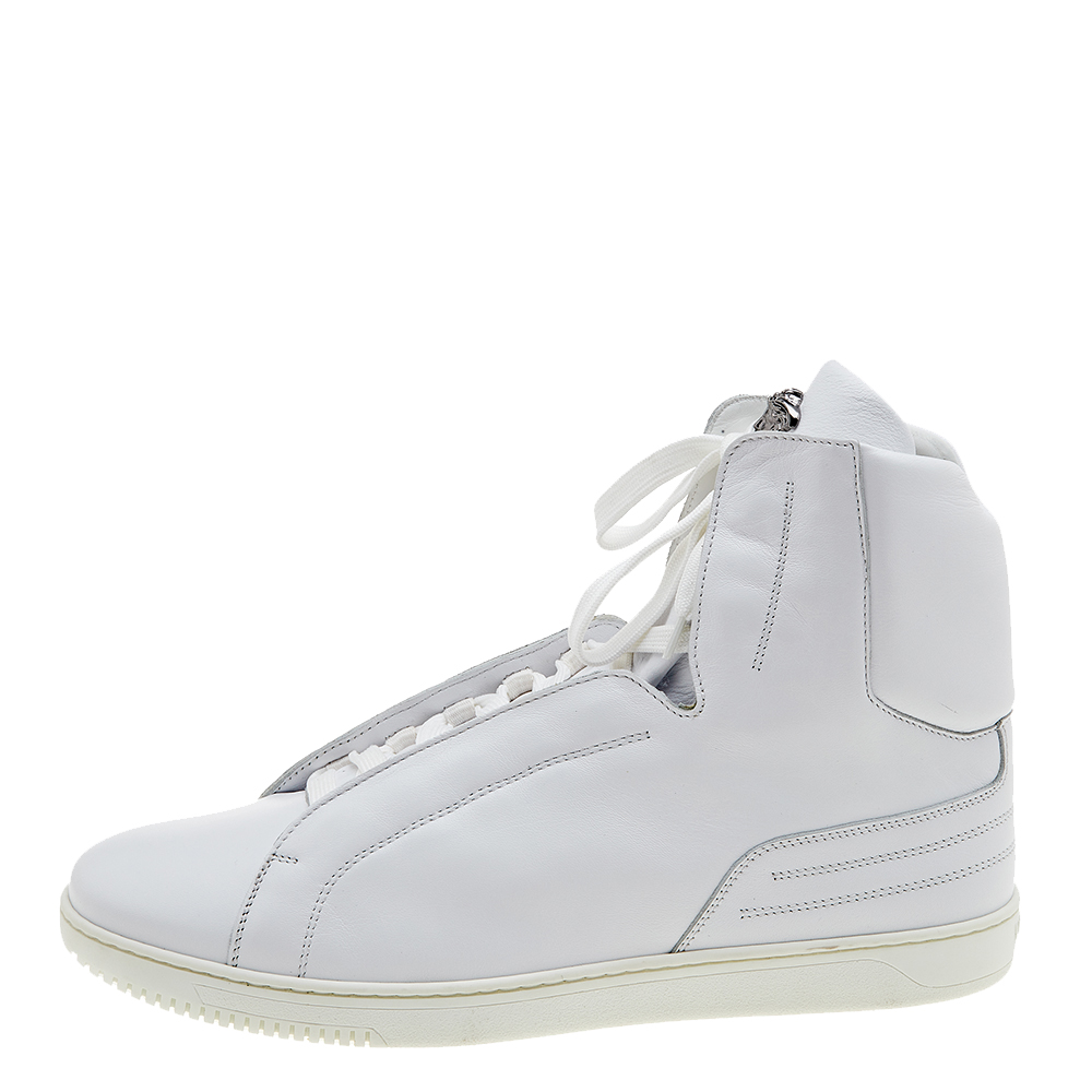

Versace White Leather Medusa High Top Sneakers Size
