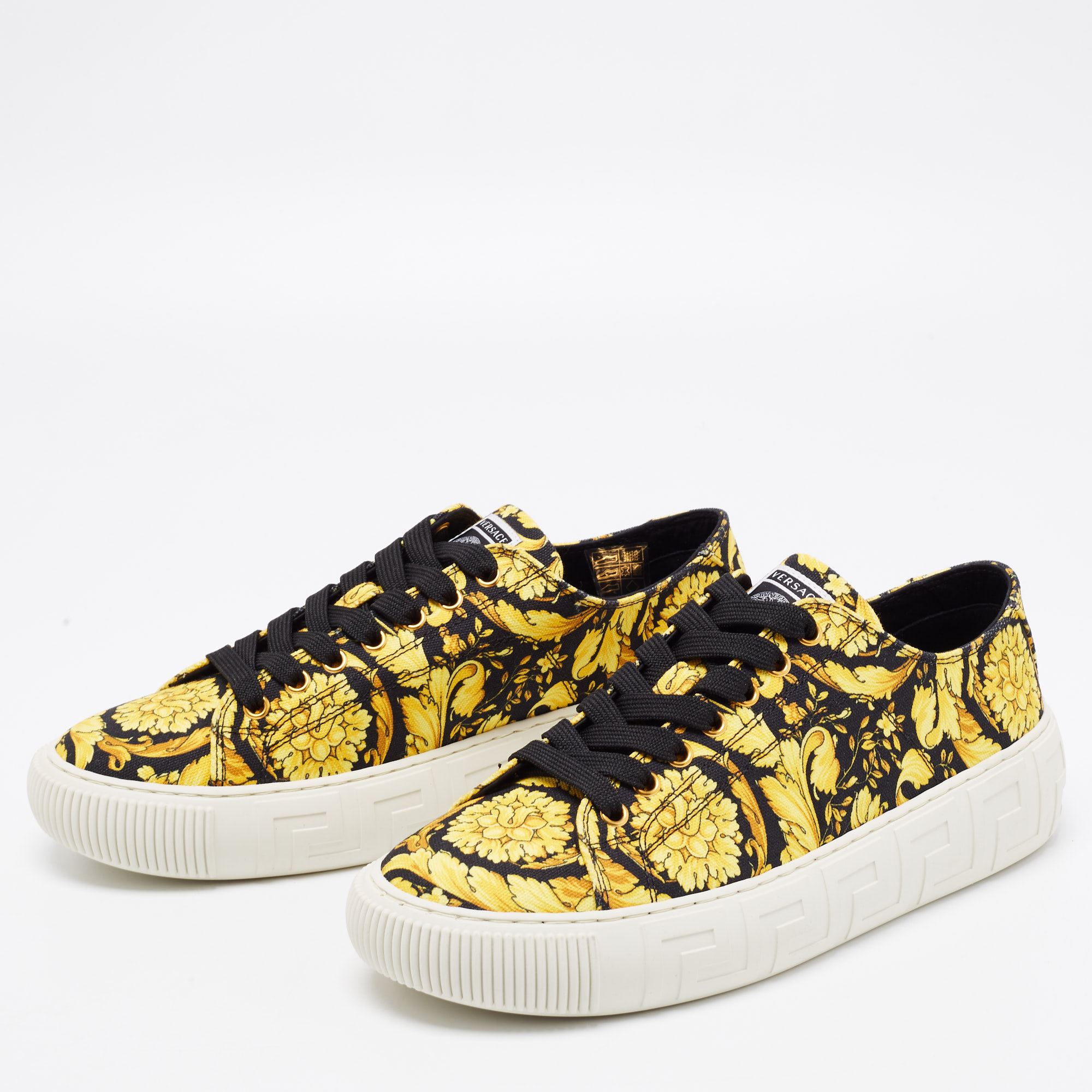 

Versace Yellow/Black Barocco Print Canvas Low Top Sneakers Size, Multicolor